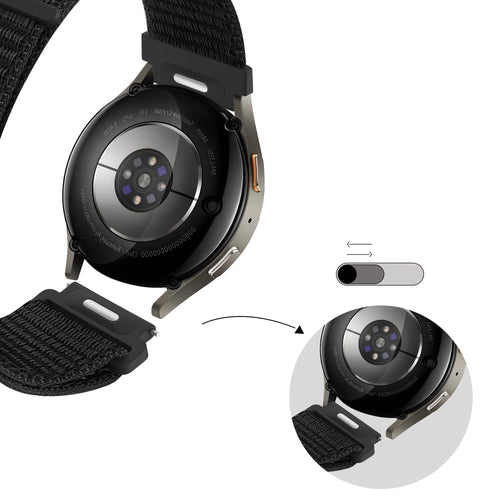 Bandz Samsung Galaxy Watch 46mm Nylonarmband 'Easy Fit' (Schwarz)