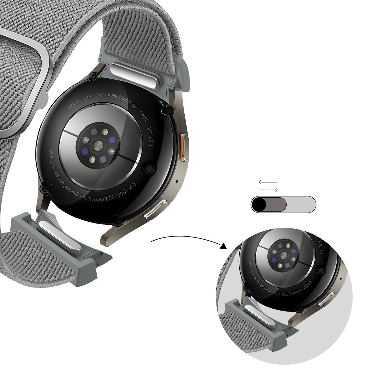 Bandz Samsung Galaxy Watch 5 - 40mm Elastisches Armband 'Easy Fit' (Grau)