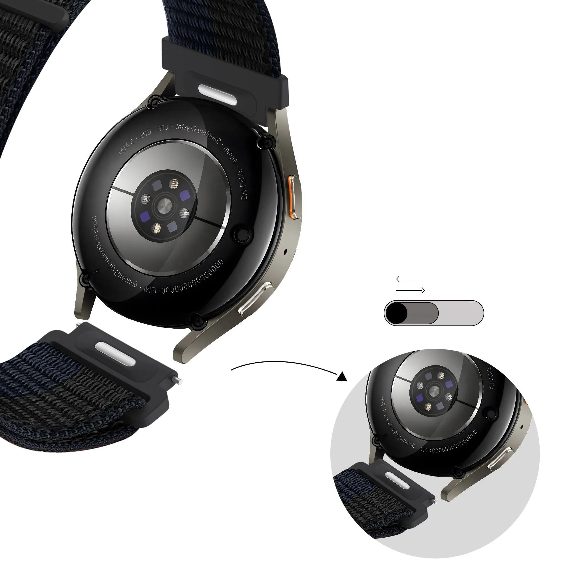 Bandz Amazfit Active Nylonarmband 'Easy Fit' (Schwarz/Blau)