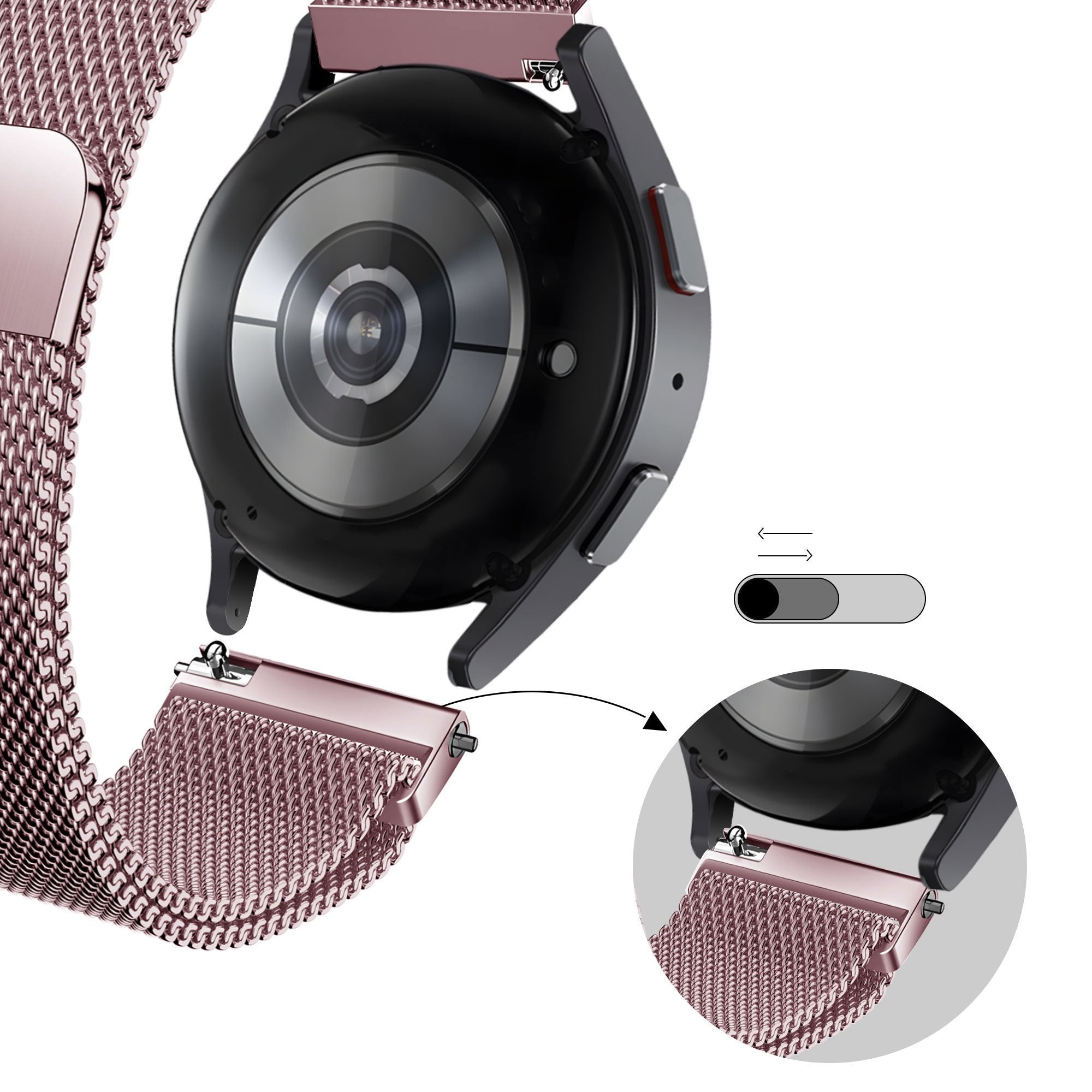 Bandz Garmin Forerunner 165 Milanese Loop Armband (Rosa)