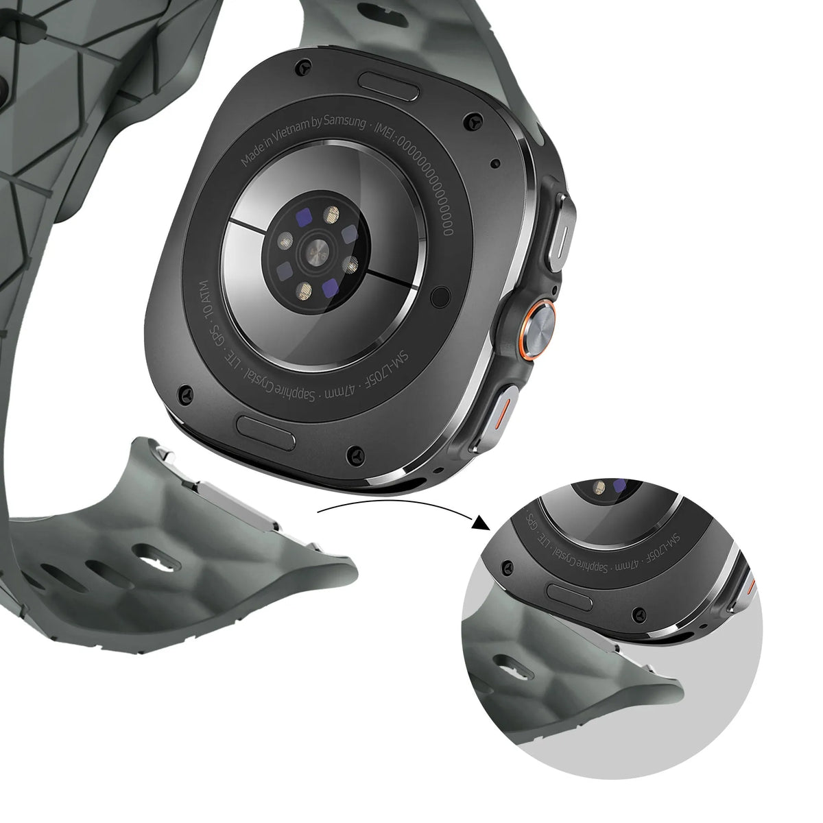 Samsung Galaxy Watch Ultra 2 Silicone Strap Hexagons (Dark Grey)