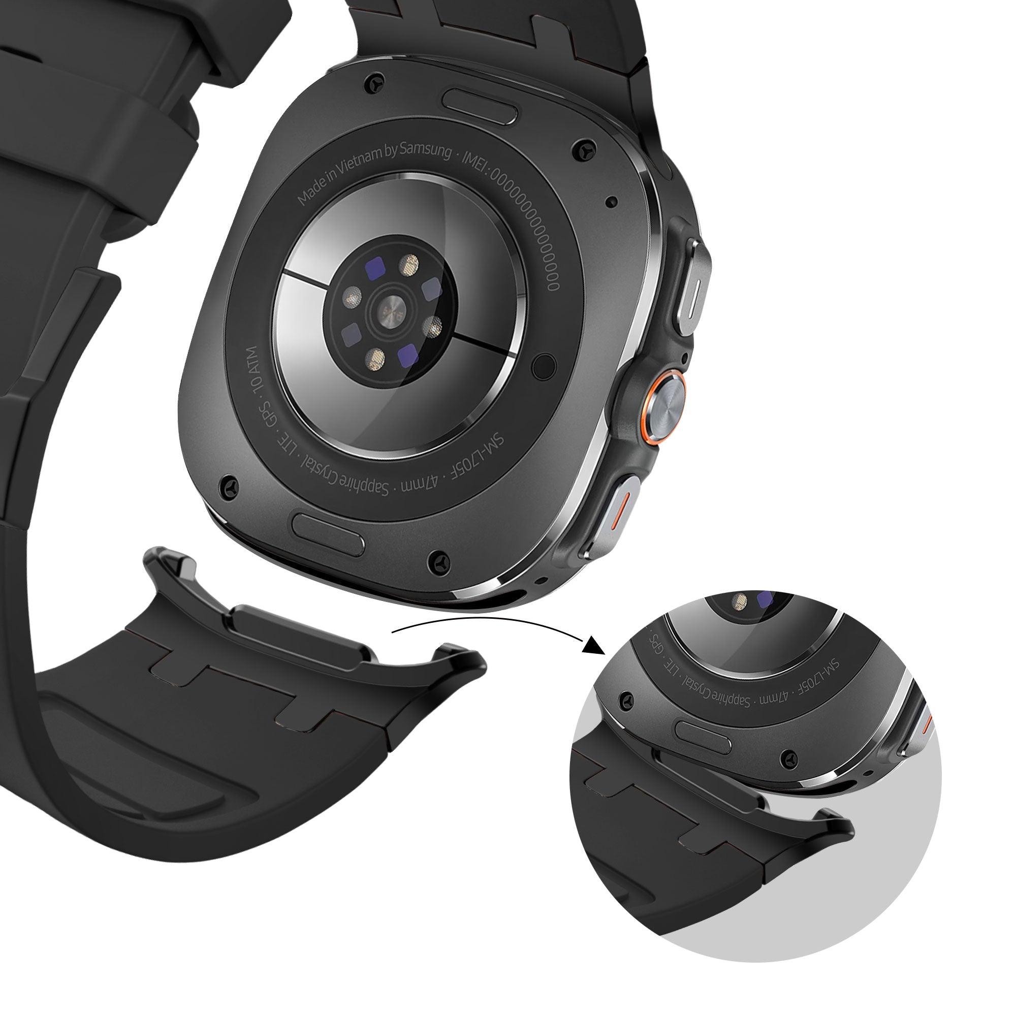 Bandz Samsung Galaxy Watch Ultra Silikonarmband 'Luxe Liquid' (Schwarz mit Schwarz)