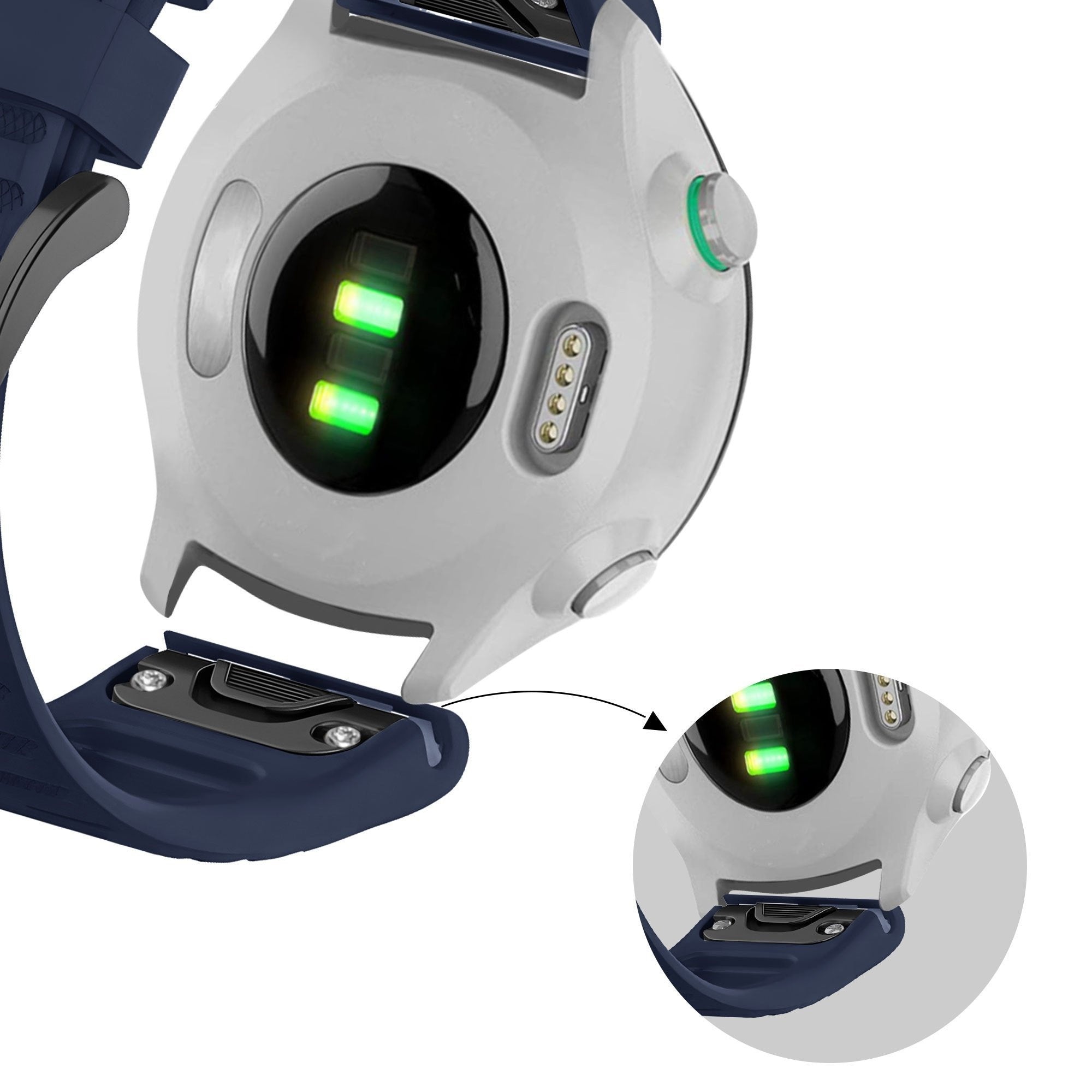 Bandz Garmin Quatix 8 Pro - 47mm Buckled Silicone Strap (Dark Blue)