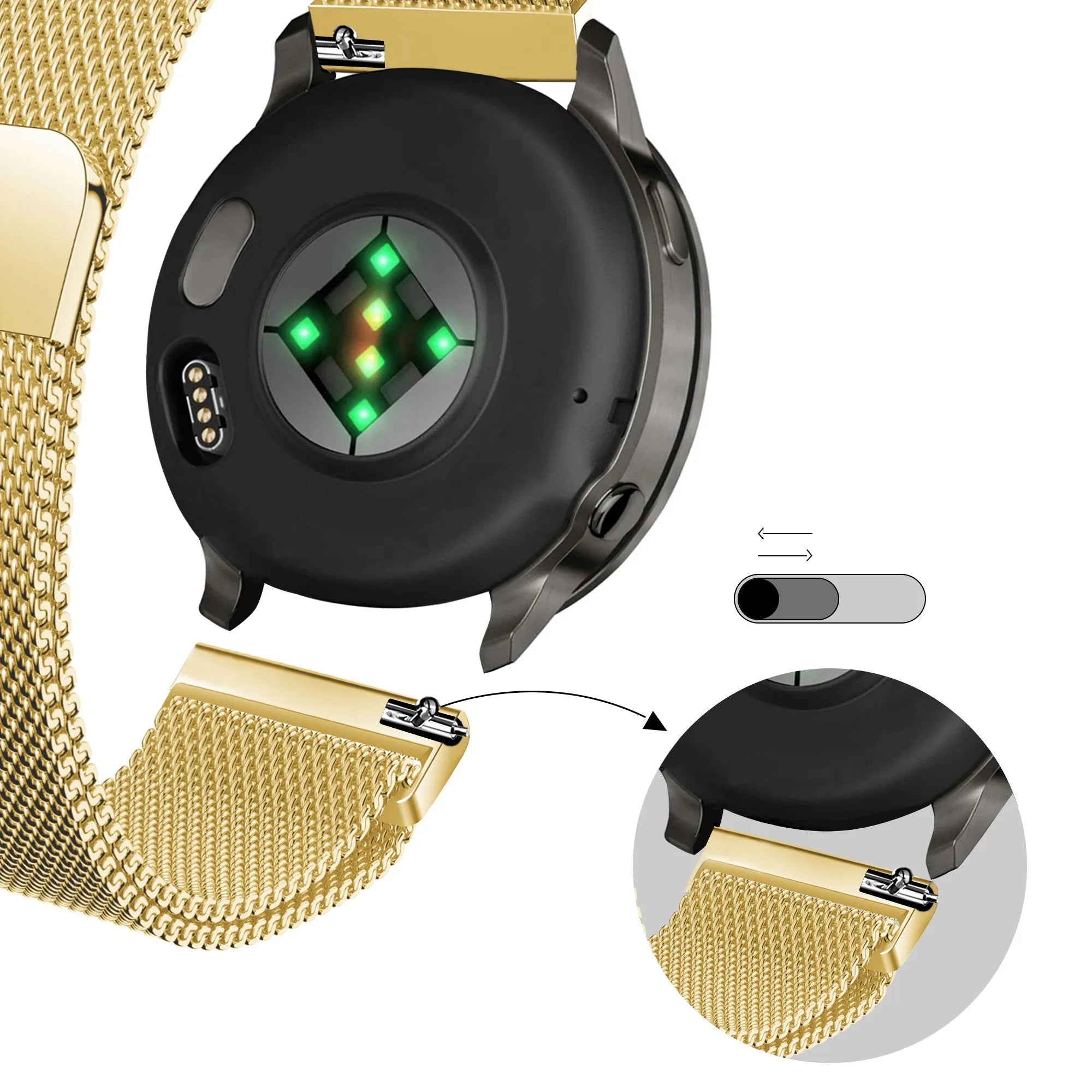 Bandz Garmin Forerunner 265s Milanese Loop Armband (Gold)