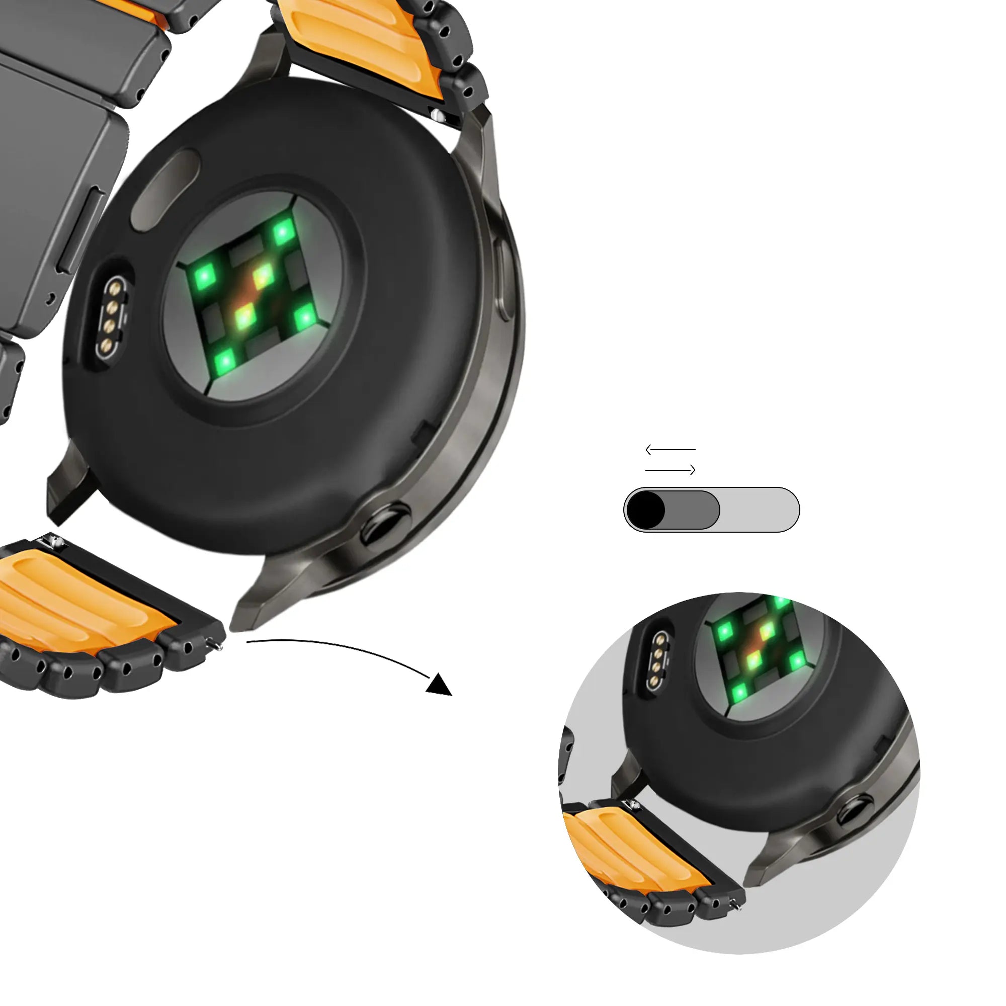Bandz Polar Vantage V3 Titanium Strap 'Hybrid' (Black/Orange)