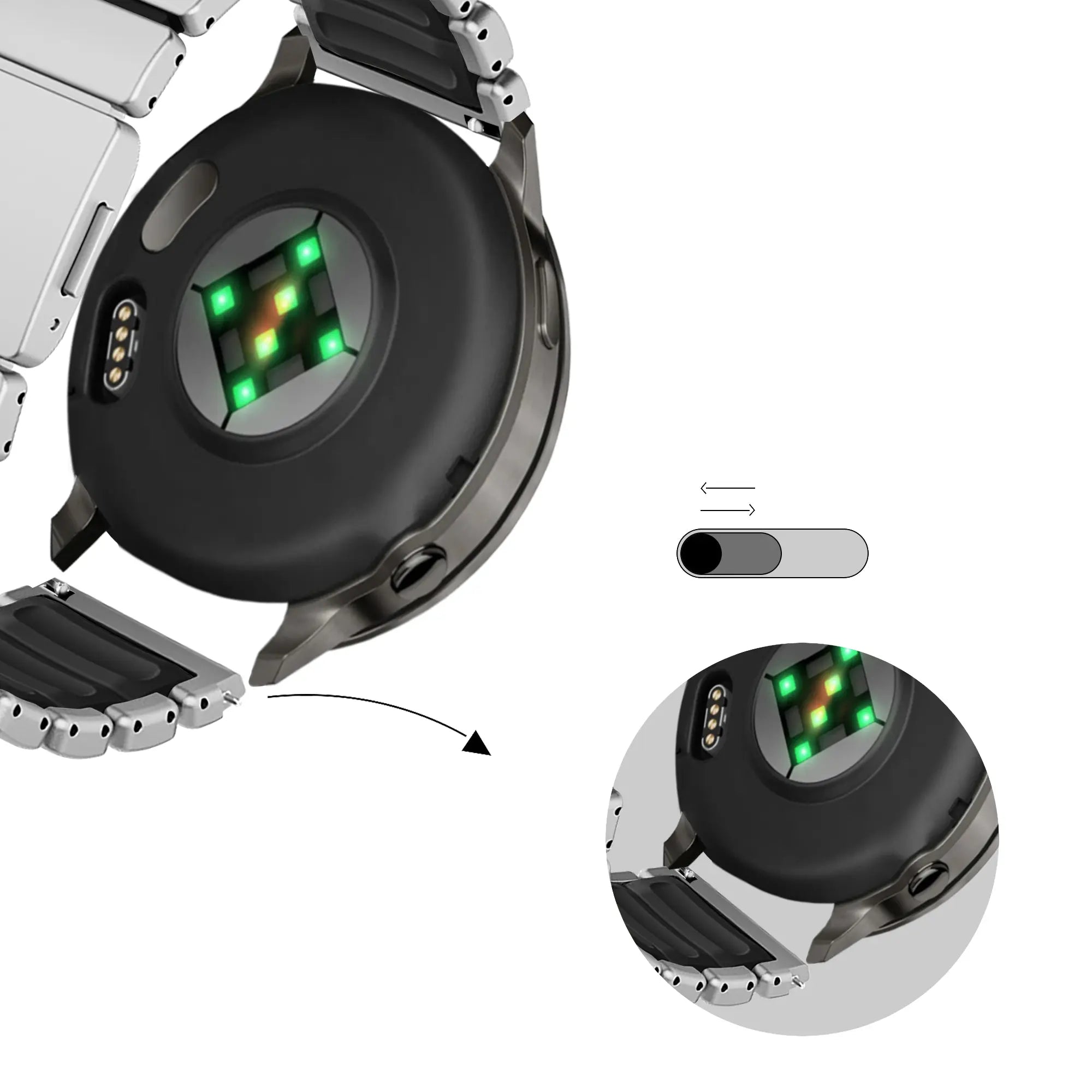 Bandz Suunto Run Titanarmband 'Hybrid' (Titan/Schwarz)