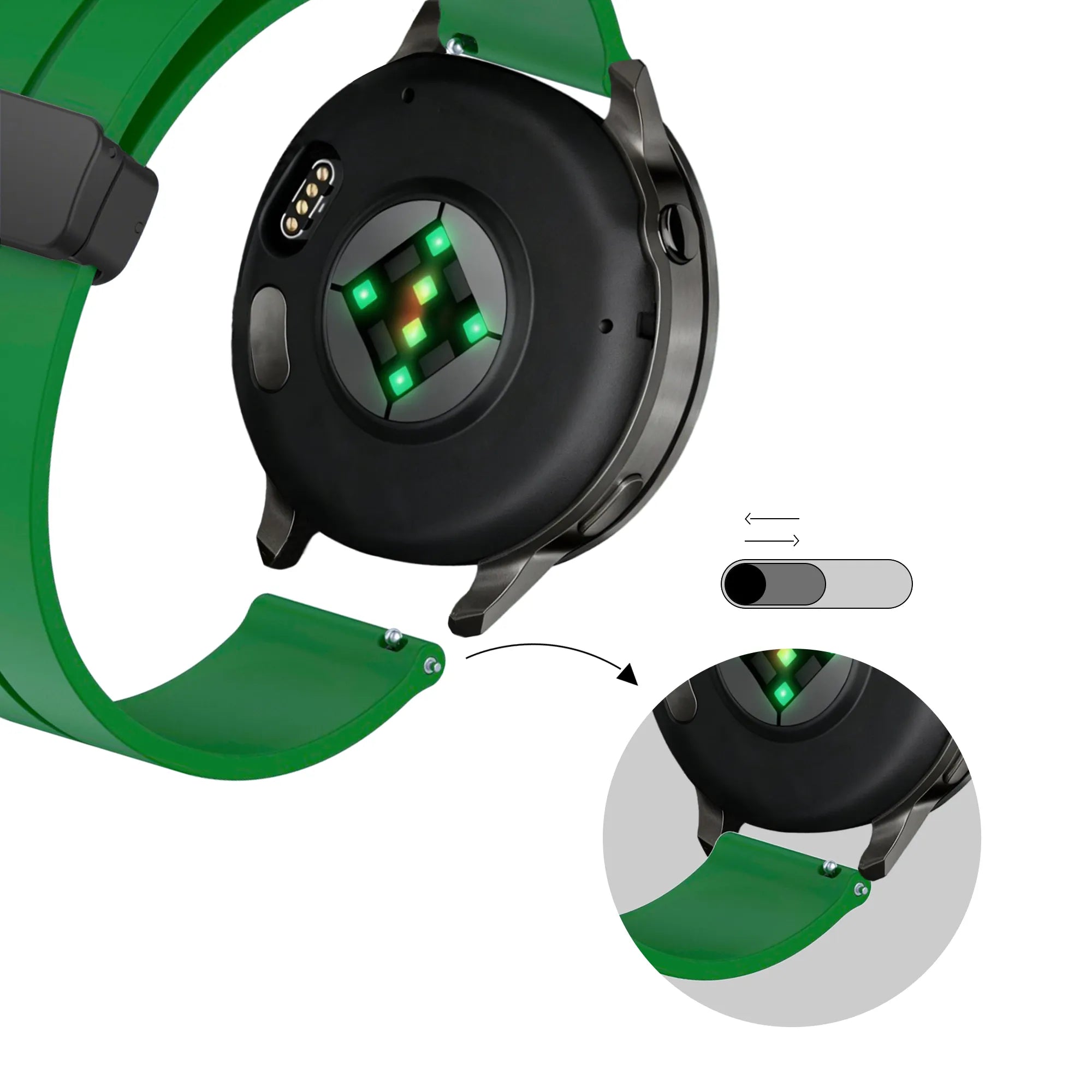 Bandz Garmin Vivomove HR Silikonarmband mit D-Schnalle (Grün)