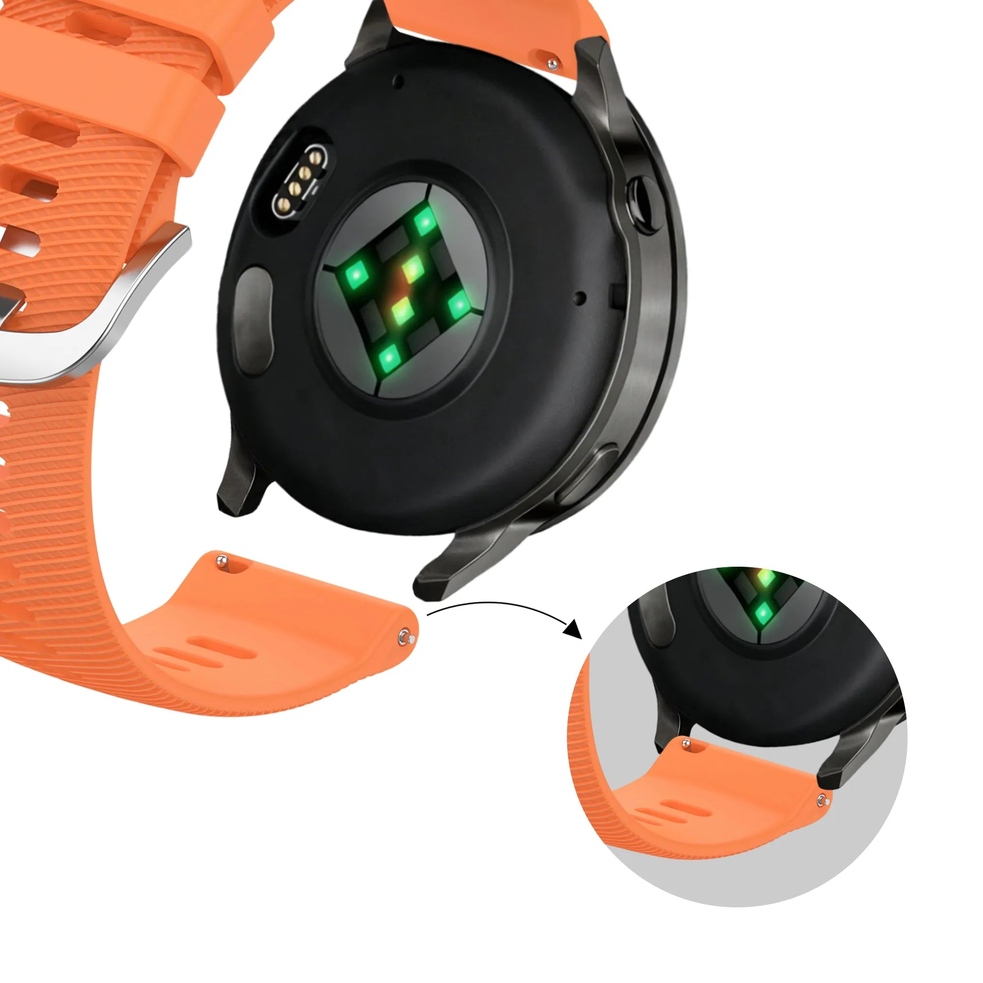 Bandz Garmin Vivomove 3s Silicone Strap 'Deluxe' (Orange)