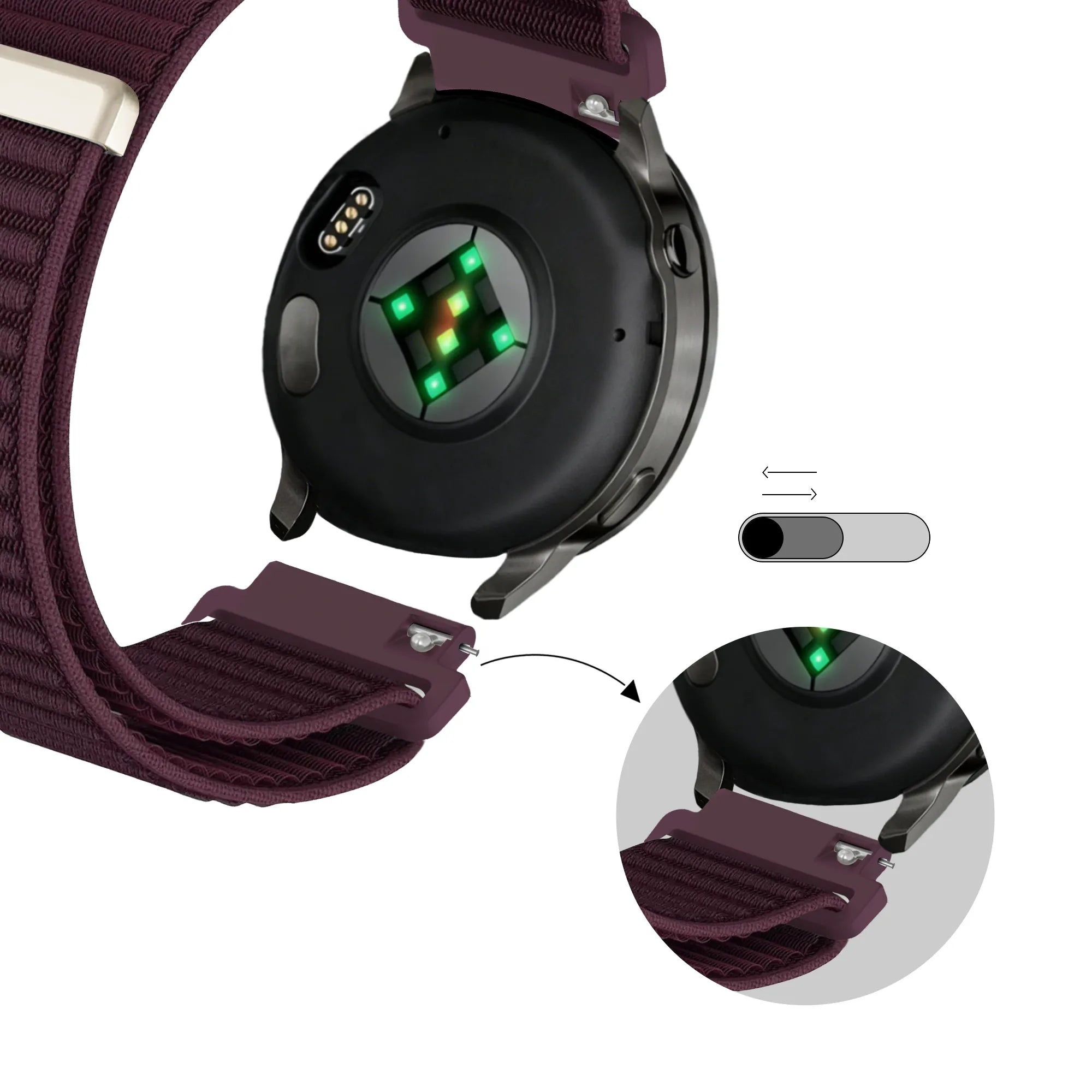 Bandz Garmin Vivoactive 3 Nylonarmband 'Wave' (Dunkel Lila)