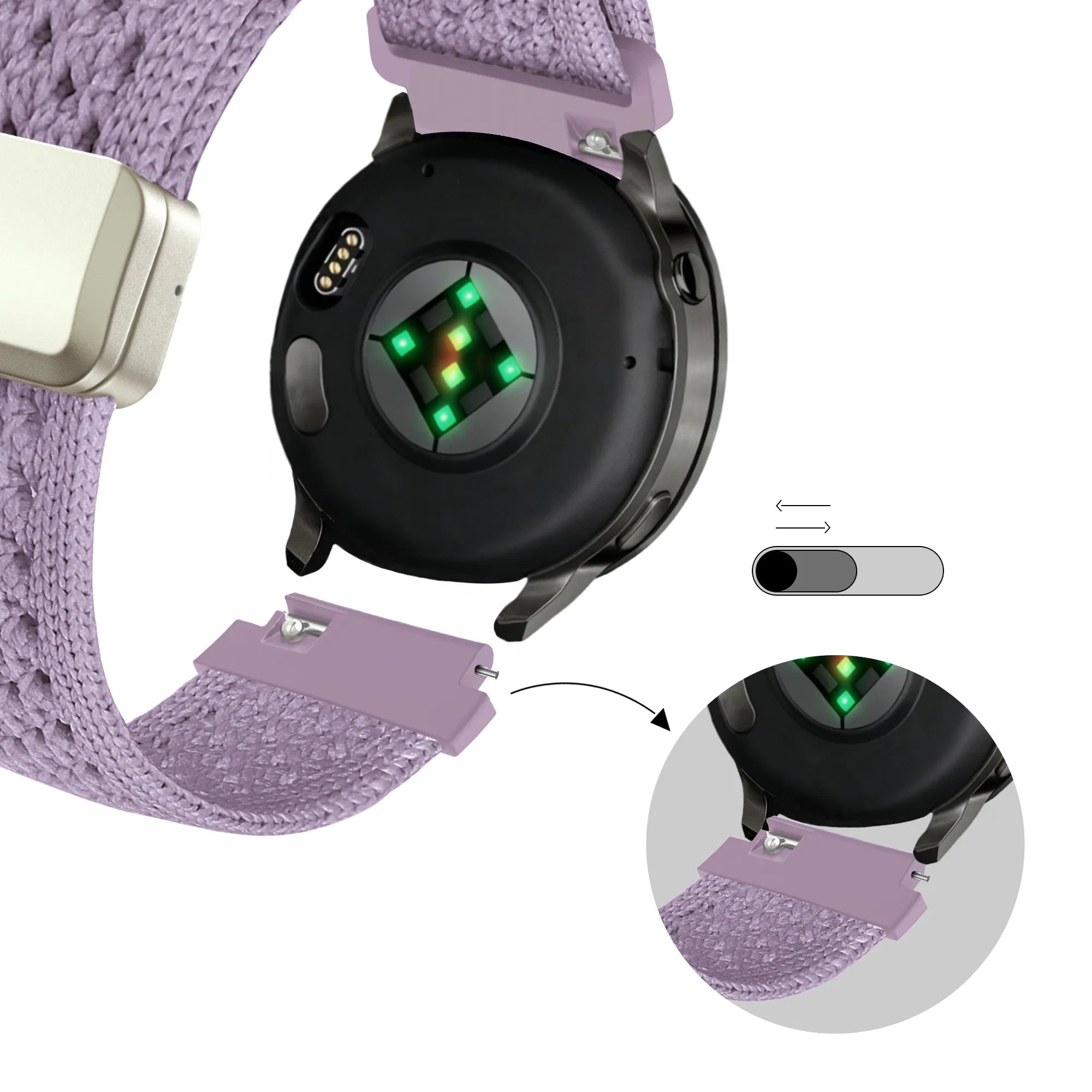 Bandz Huawei Watch GT 5 Pro - 42mm Vintage Nylonarmband (Hell Lila)