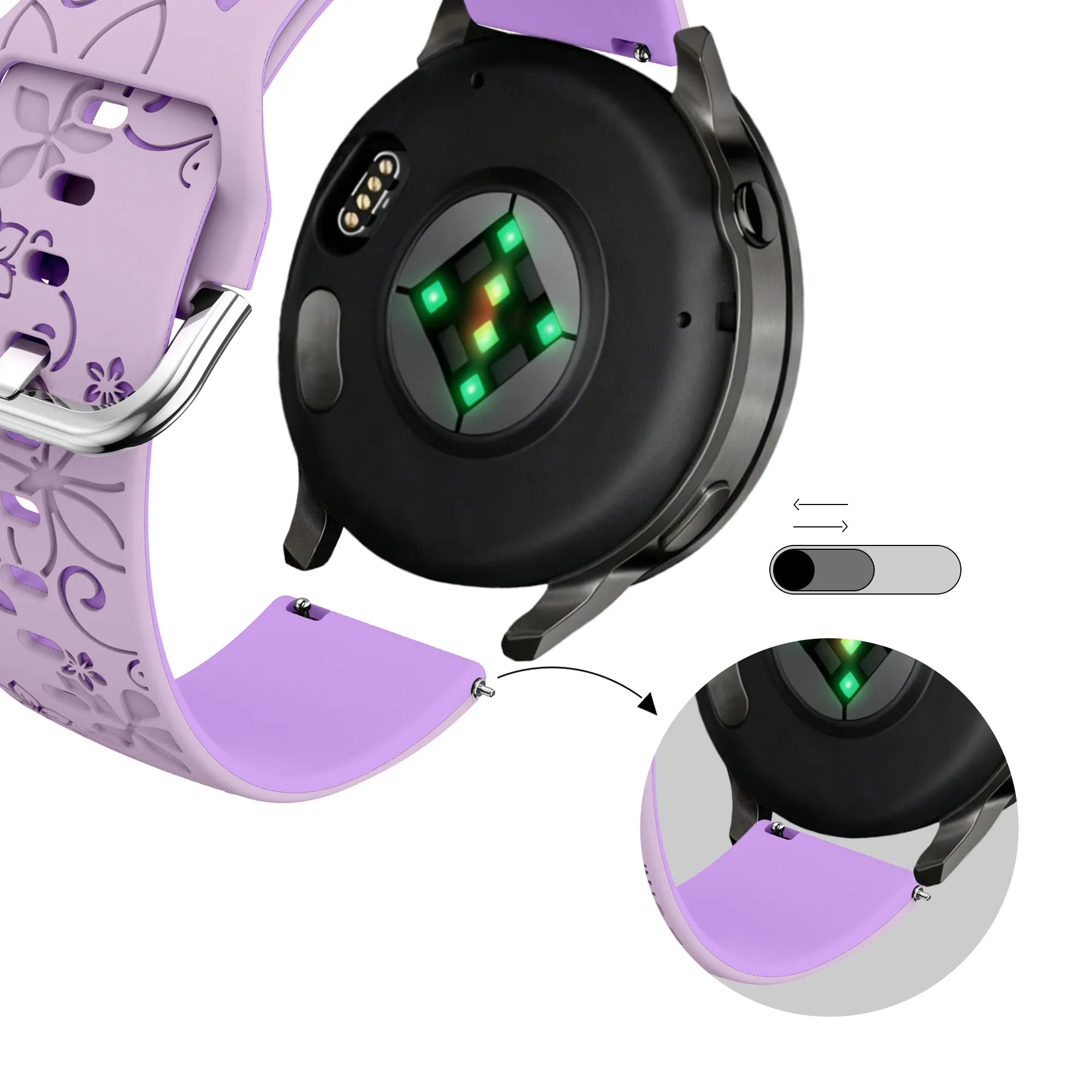 Bandz Garmin Vivomove 3s Silikonarmband 'Flowers' (Flieder/Lila)