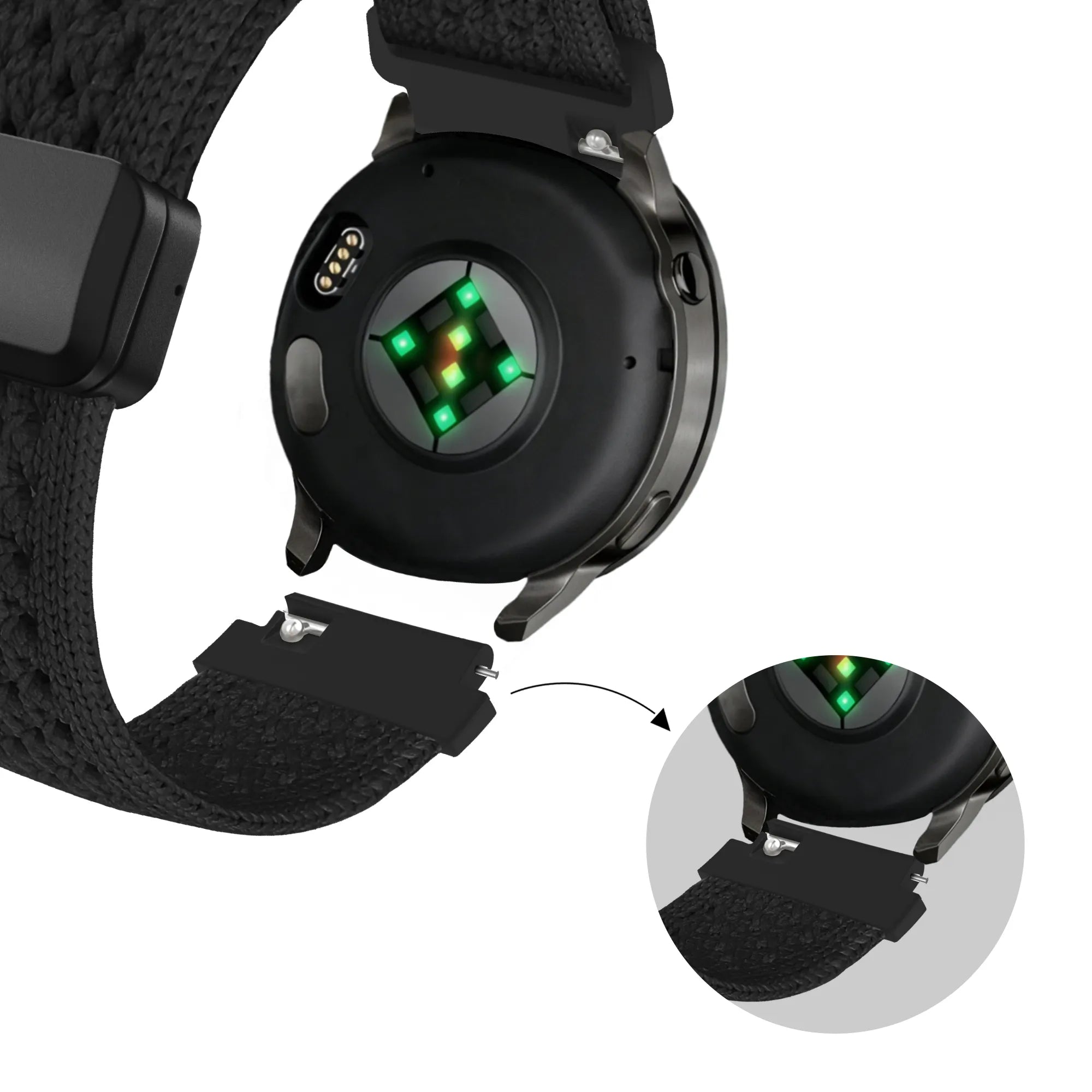 Bandz Garmin Vivoactive 5 Vintage Nylonarmband (Schwarz)