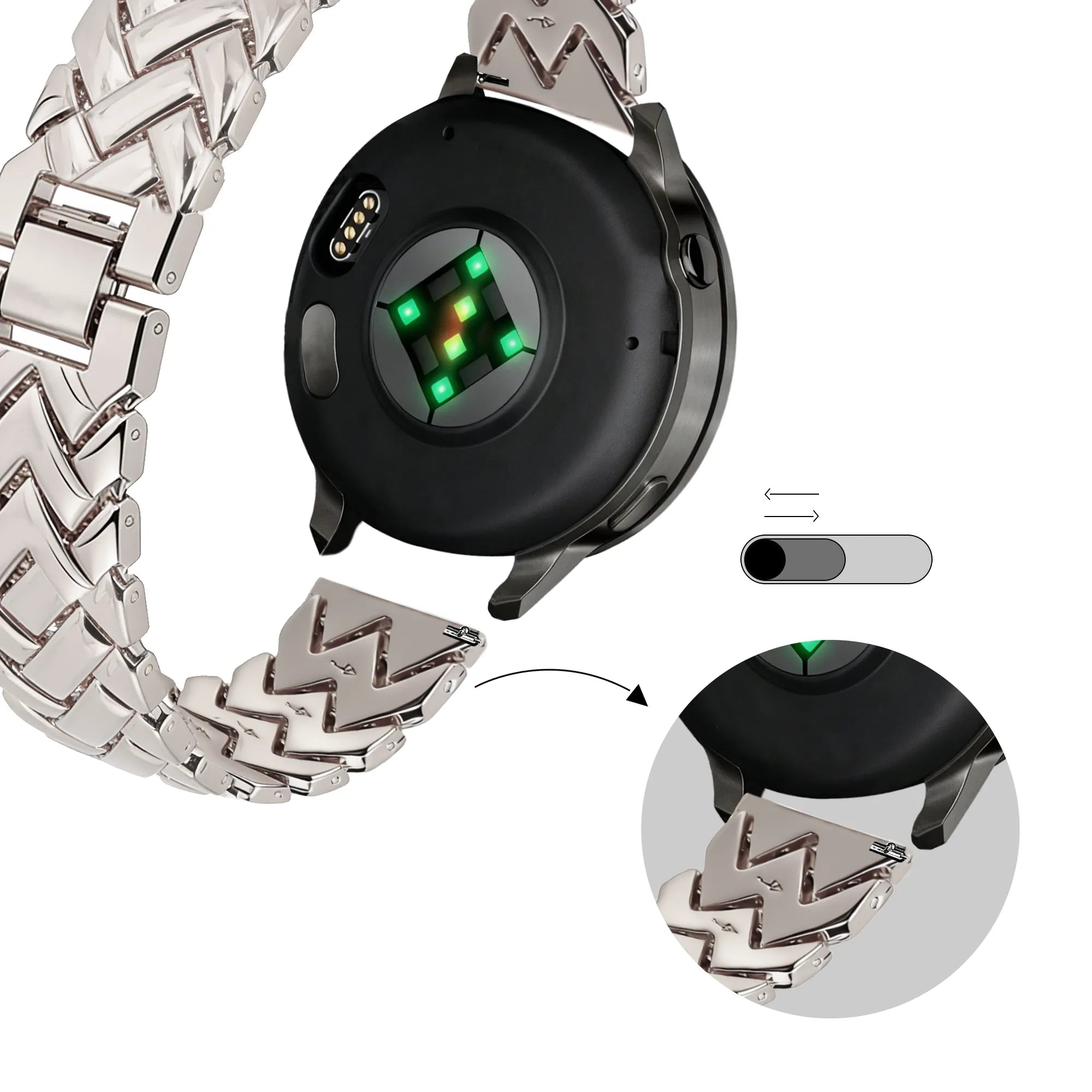 Bandz Garmin Venu 4 - 41mm Metallarmband 'V-Type' (Polarstern)