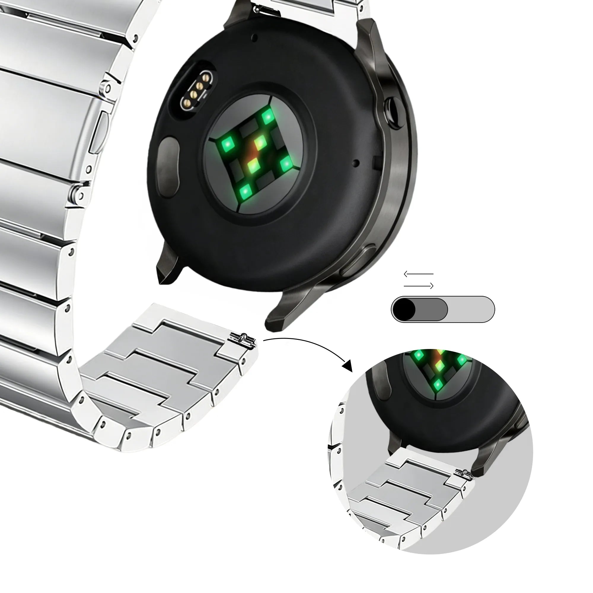 Bandz Garmin Approach S42 Stahlarmband 'One Bead' (Silber)