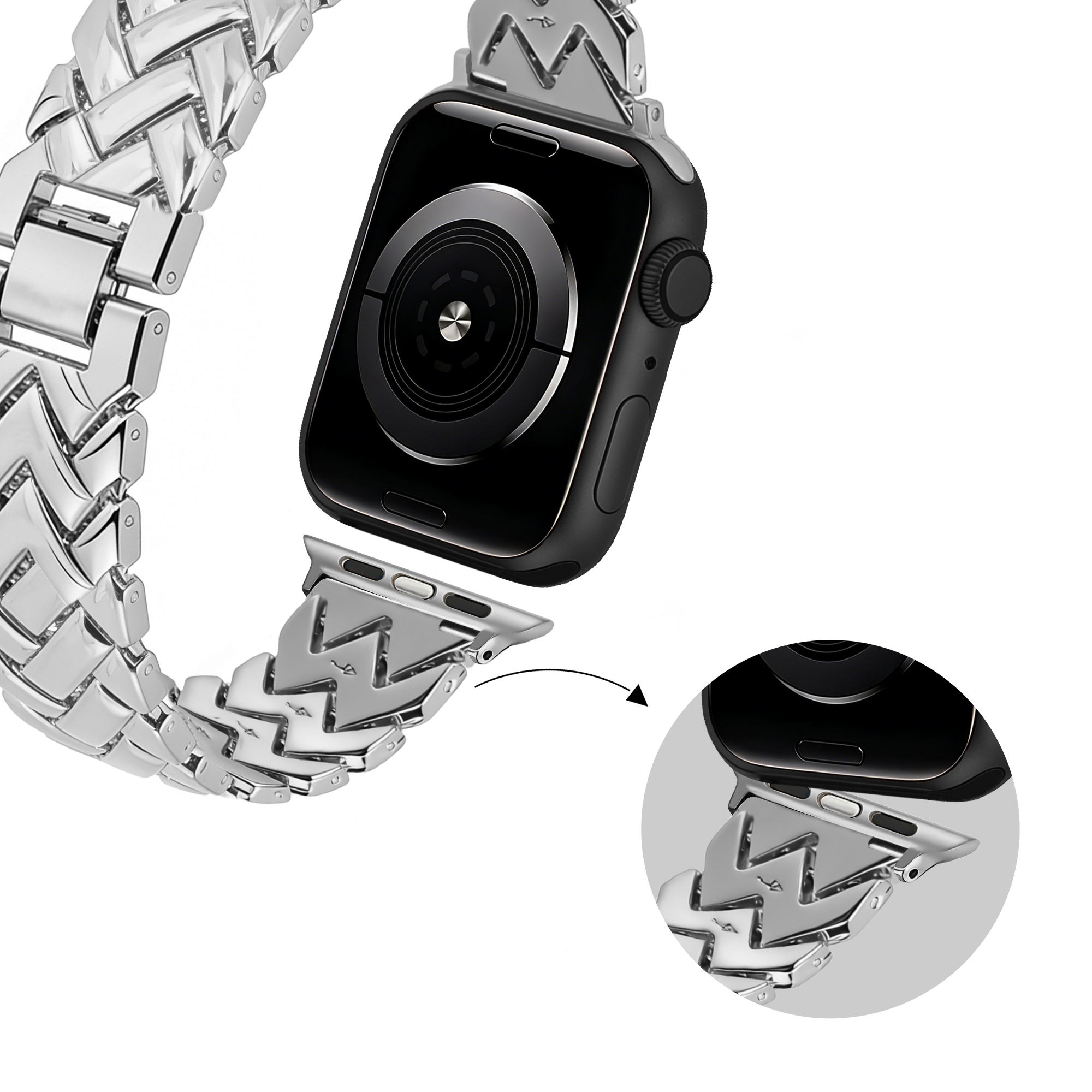 Bandz Apple Watch Metallarmband 'V-Type' (Silber)