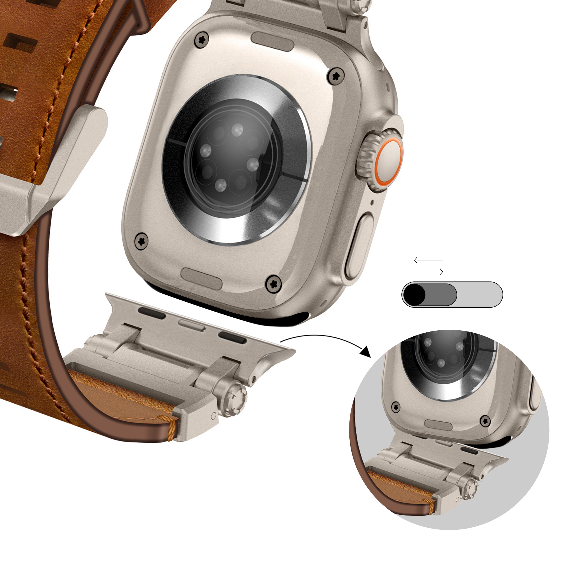 Bandz Apple Watch Ultra Lederarmband 'Explorer' (Braun)