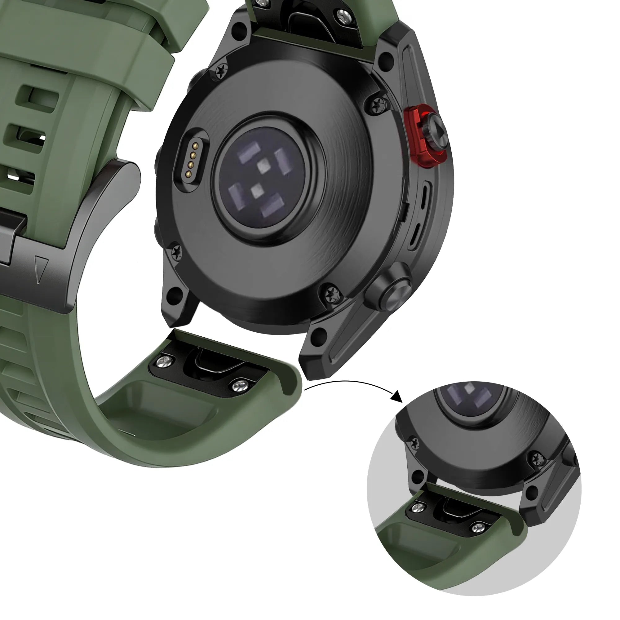 Bandz Garmin Descent Mk2(i) Silikonarmband 'Classic' (Armee Grün)