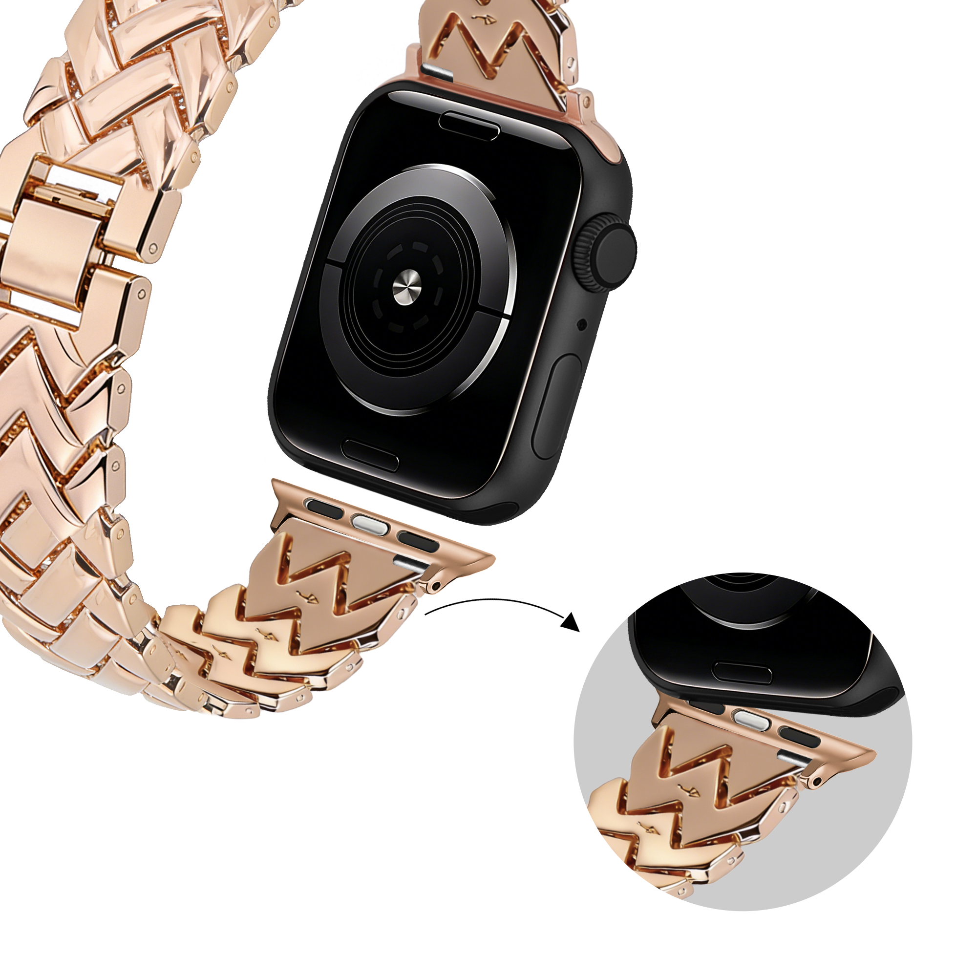 Bandz Apple Watch Metallarmband 'V-Type' (Roségold)