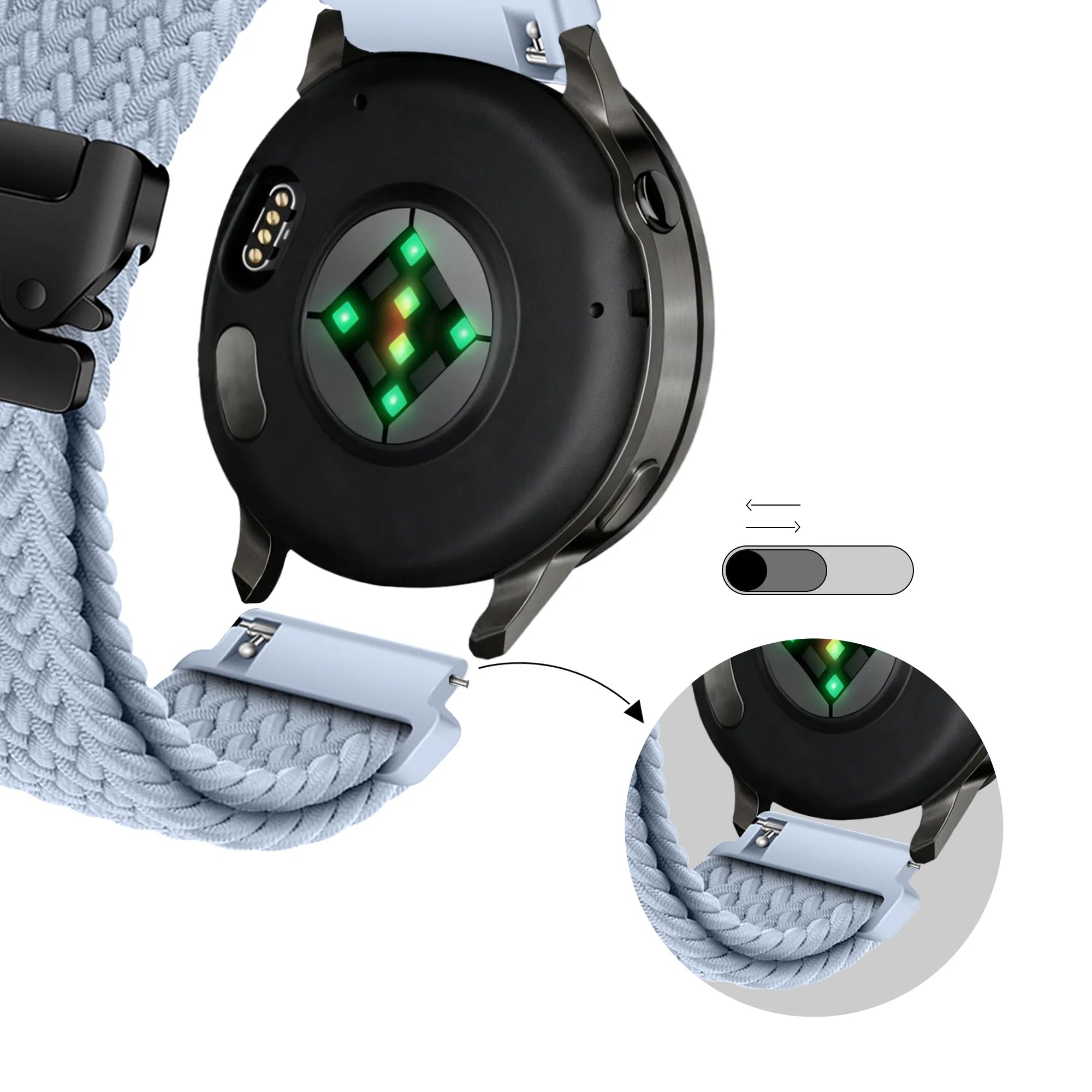 Bandz Garmin Vivoactive 3 Geflochtenes Armband 'Parachute' (Hellblau)
