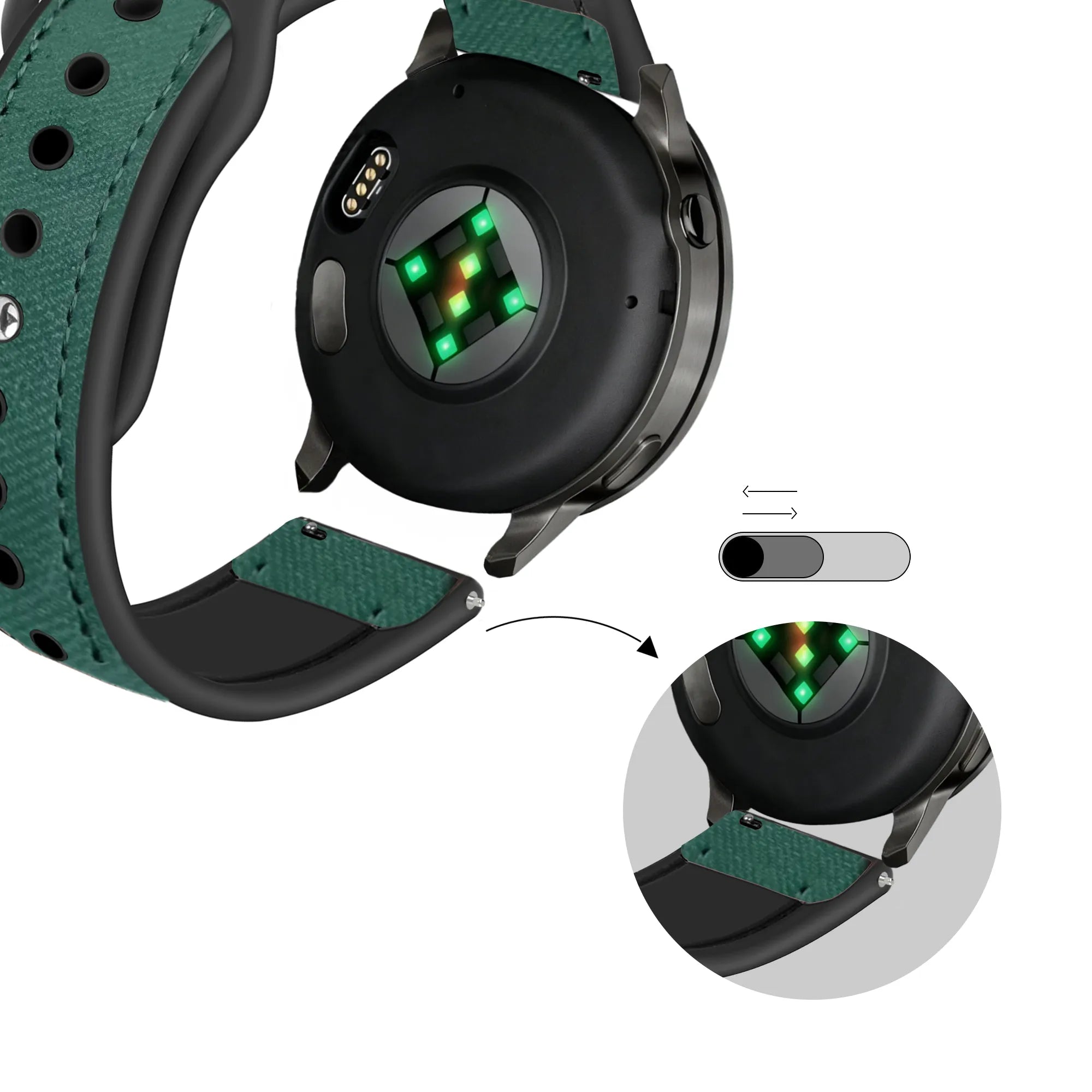 Bandz Garmin Venu Lederarmband 'Hybrid' (Grün)