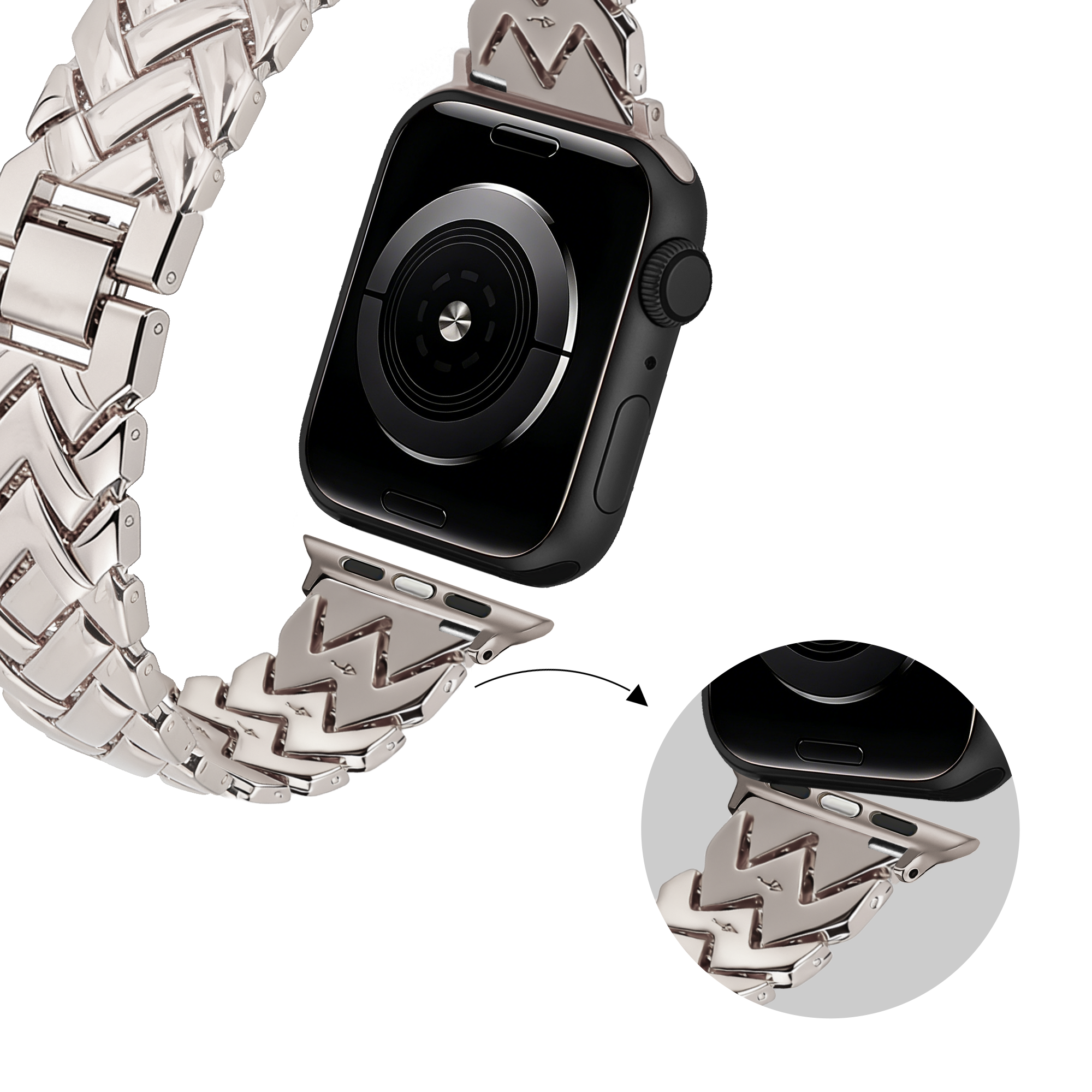 Bandz Apple Watch Metallarmband 'V-Type' (Polarstern)