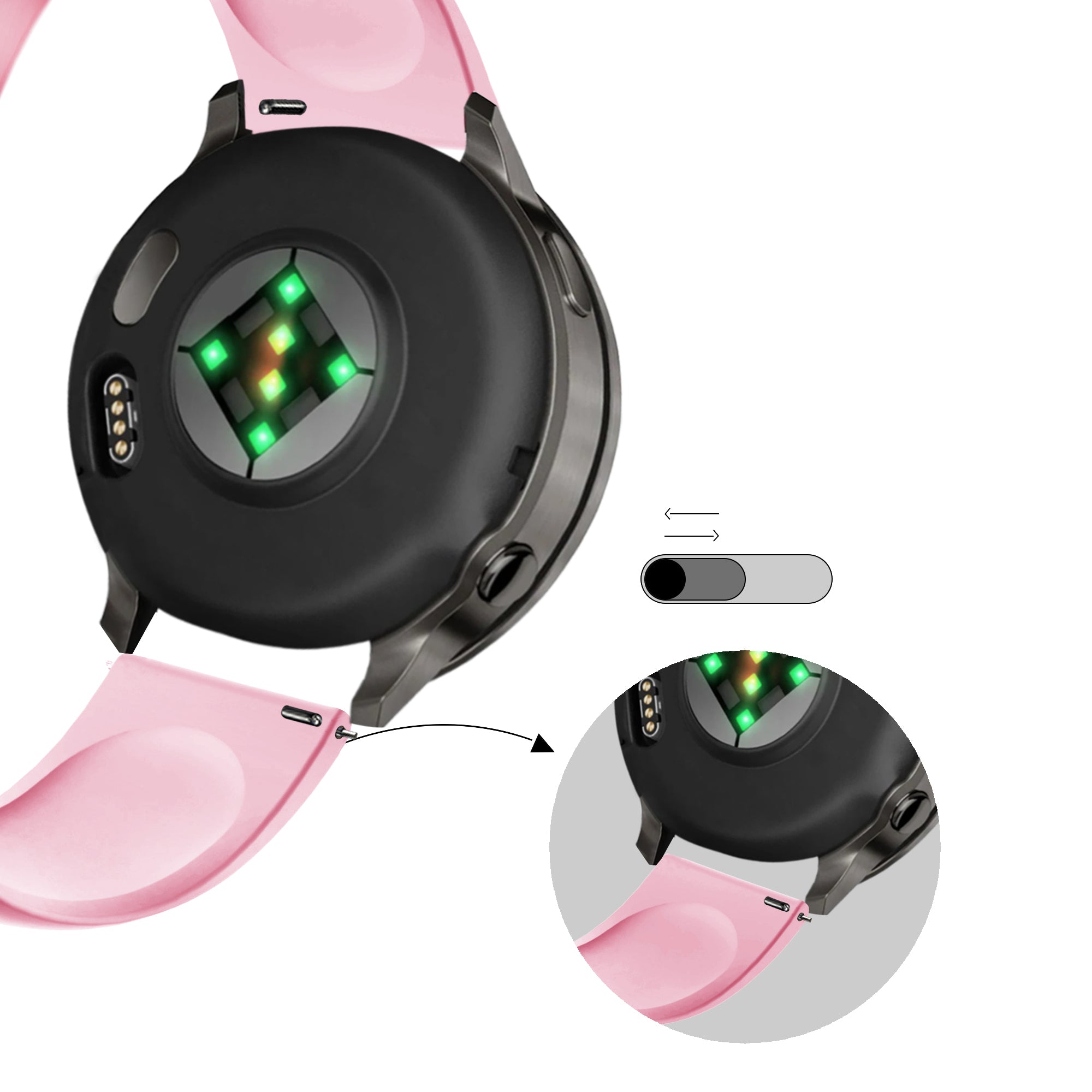 Bandz Garmin Forerunner 570 - 42mm Sportarmband 'Deluxe' (Rosa)