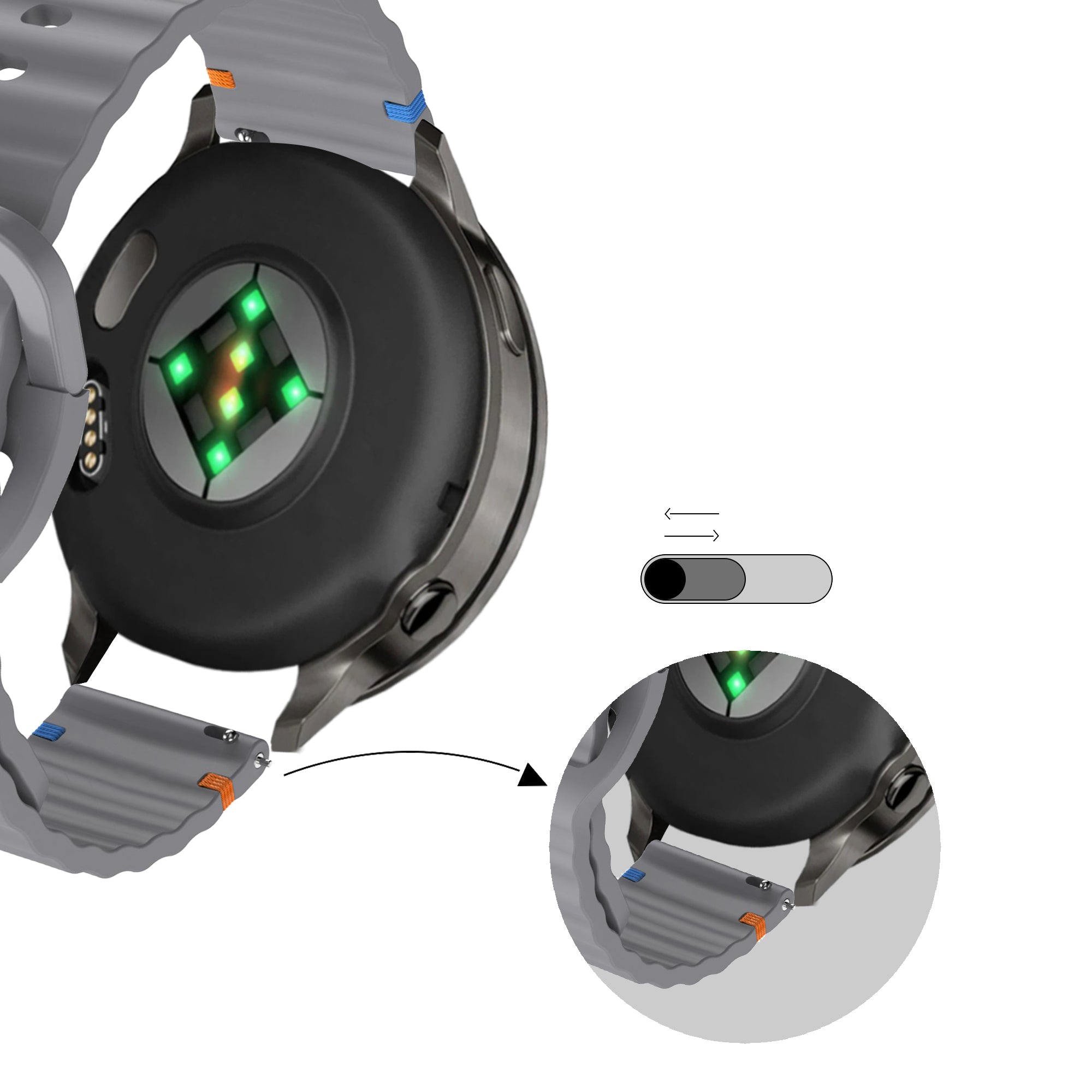 Bandz Garmin Vivoactive 6 Silikonarmband 'Wave' (Dunkelgrau)