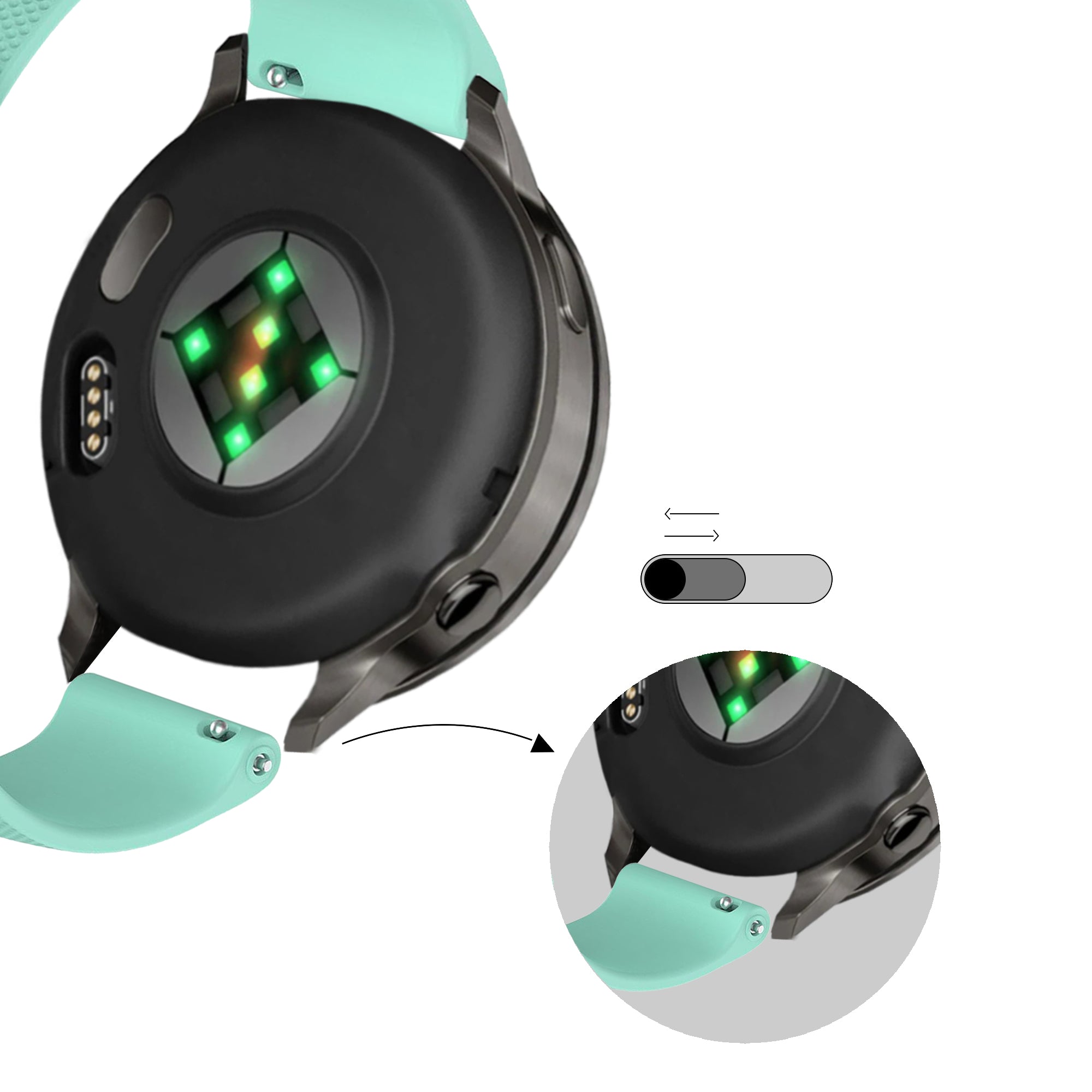 Bandz Garmin Vivomove HR Silicone Strap 'Premium' (Aqua)