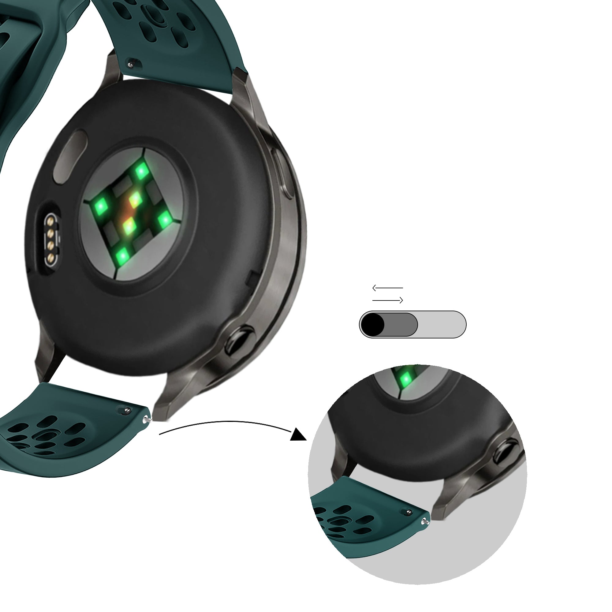Bandz Garmin Forerunner 265 Silikonarmband 'Air' (Dunkelgrün)