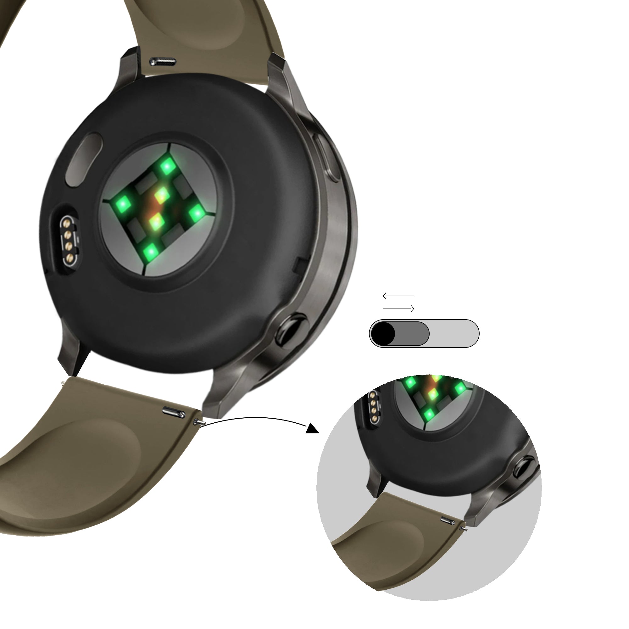Bandz Garmin Venu 4 - 45mm Sportarmband 'Deluxe' (Olivgrün)