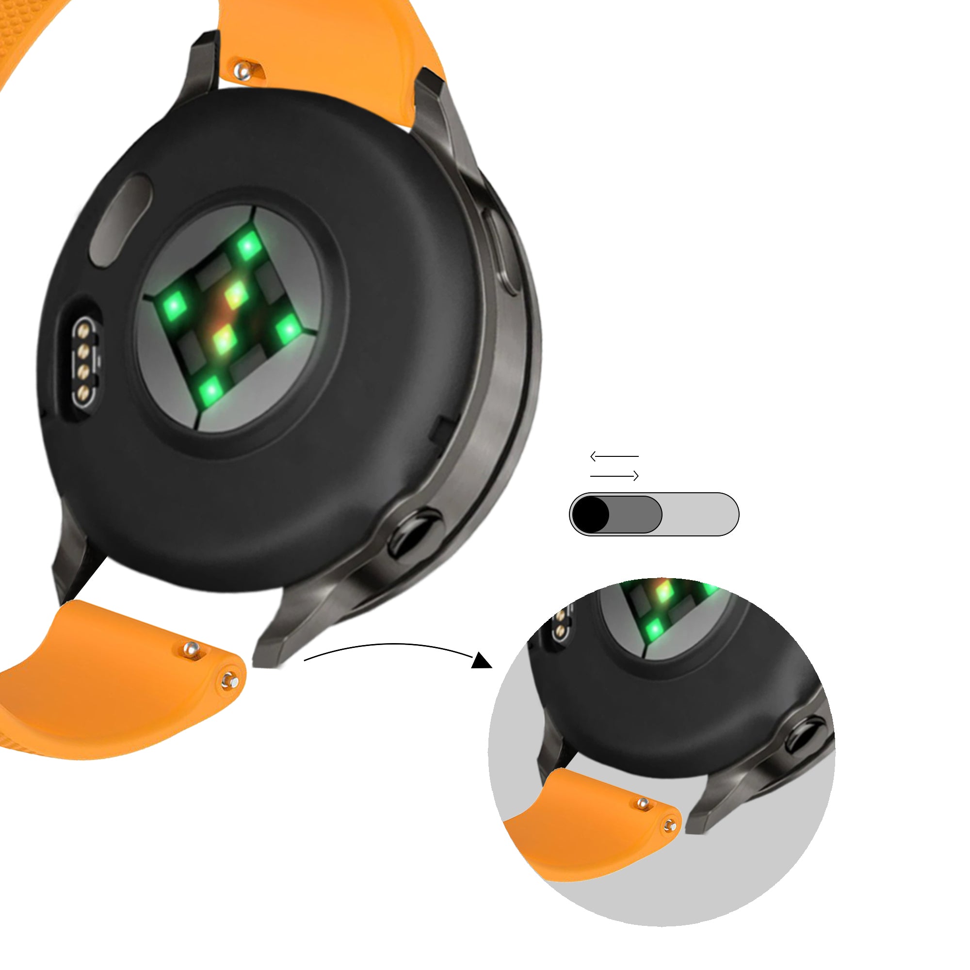 Bandz Garmin Vivomove 3 Silicone Strap 'Premium' (Orange)