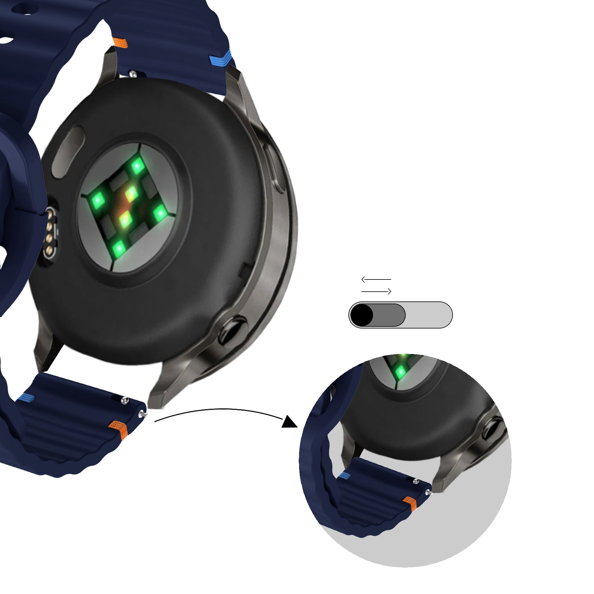Bandz Garmin Venu 2 Silikonarmband 'Wave' (Dunkelblau)