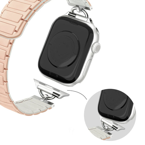 Bandz Apple Watch Magnetisches Silikonarmband 'Slim' (Milk Tea)