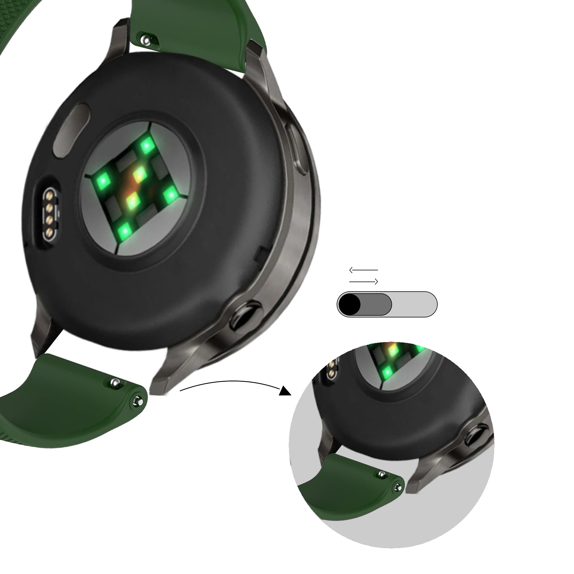 Bandz Garmin Vivoactive 4 Silikonarmband 'Premium' (Armeegrün)