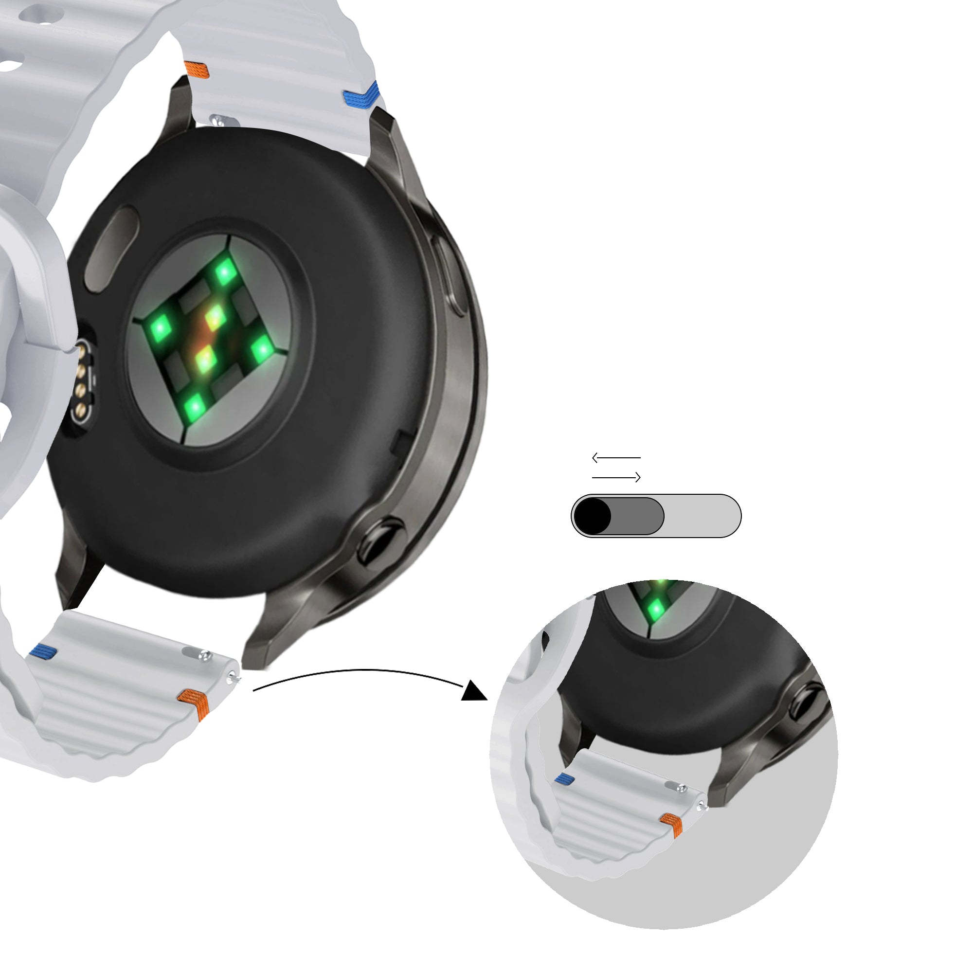 Bandz Garmin Approach S44 Silikonarmband 'Wave' (Hellgrau)