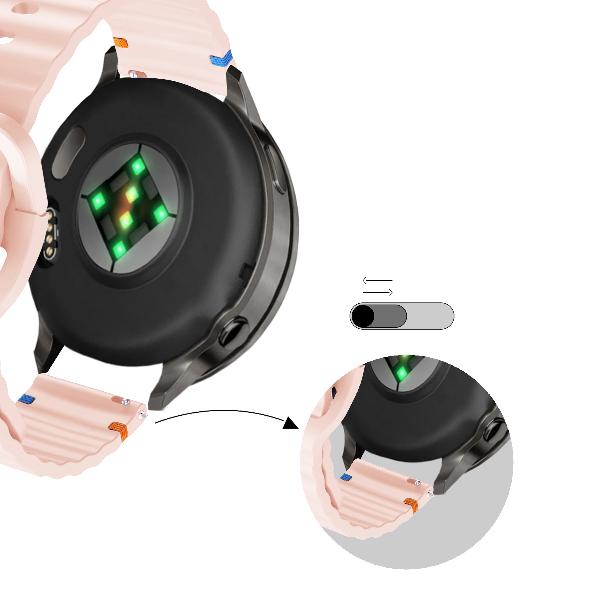 Bandz Garmin Vivomove 3s Silikonarmband 'Wave' (Hellrosa)