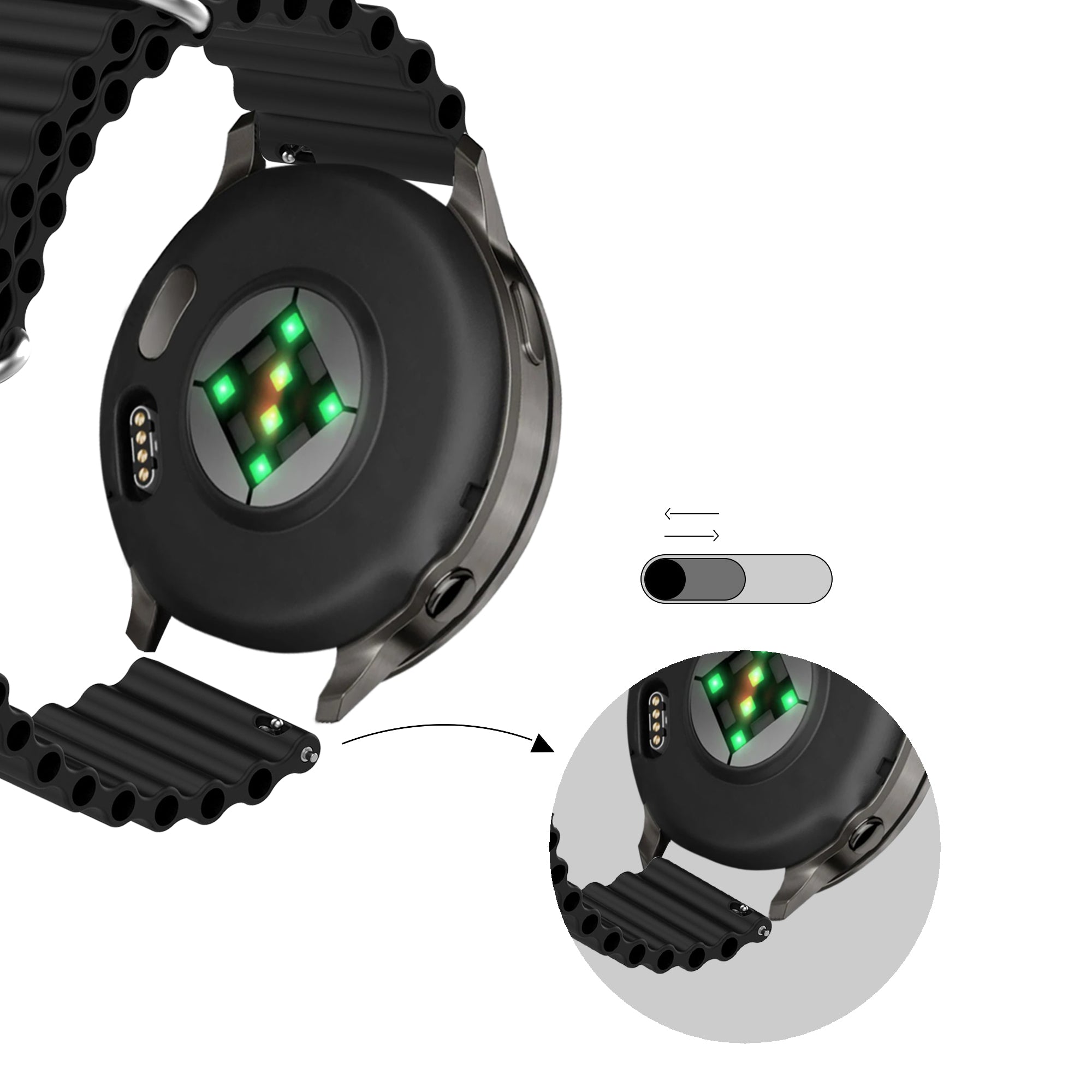 Bandz Garmin Vivoactive 6 Ocean Armband 'Classic' (Schwarz)