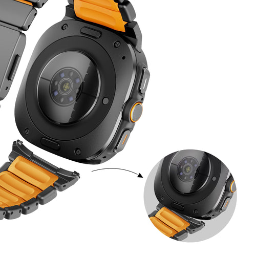 Bandz Samsung Galaxy Watch Ultra 2 Titanarmband 'Hybrid' (Schwarz/Orange)