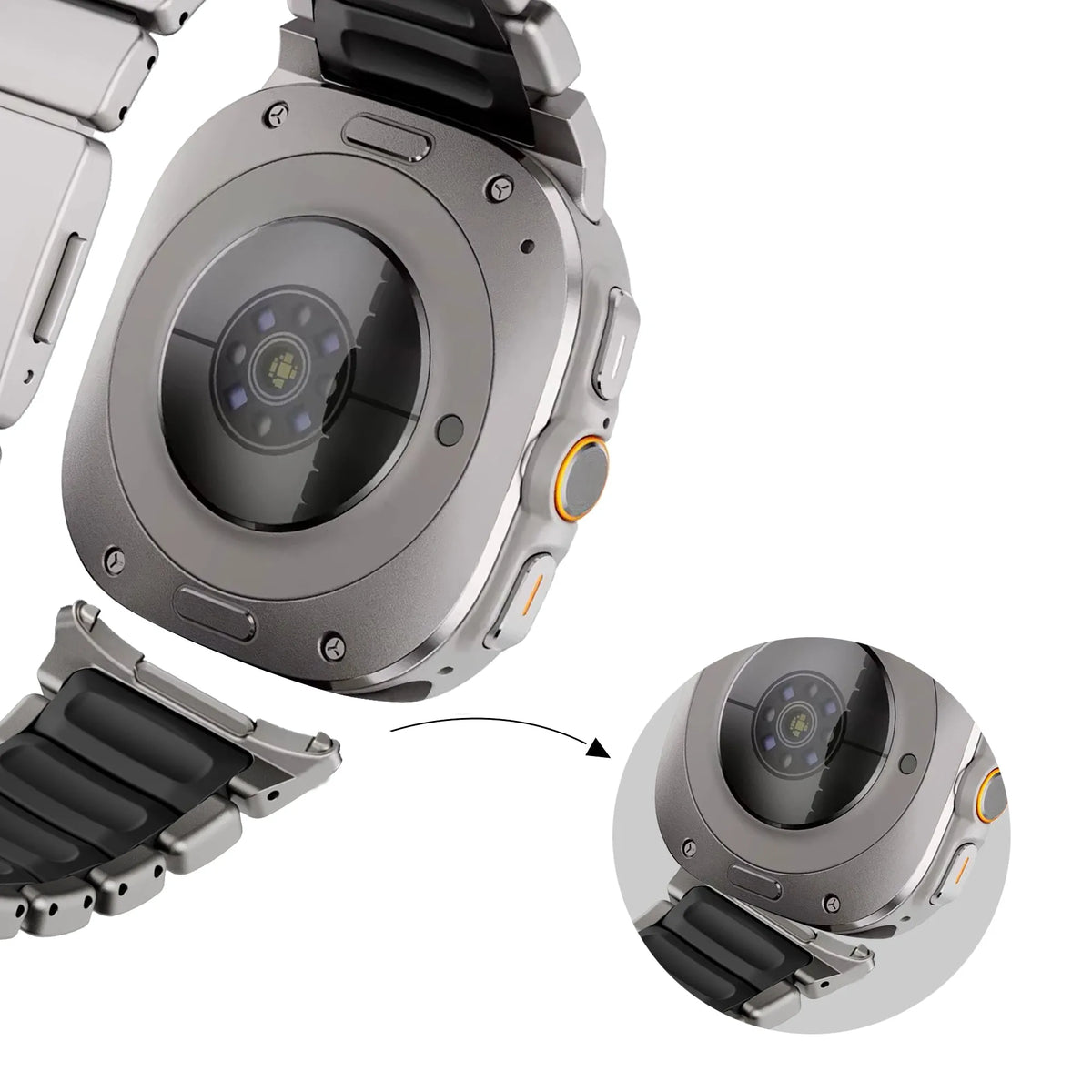 Bandz Samsung Galaxy Watch Ultra Titanium Strap 'Hybrid' (Titanium/Black)