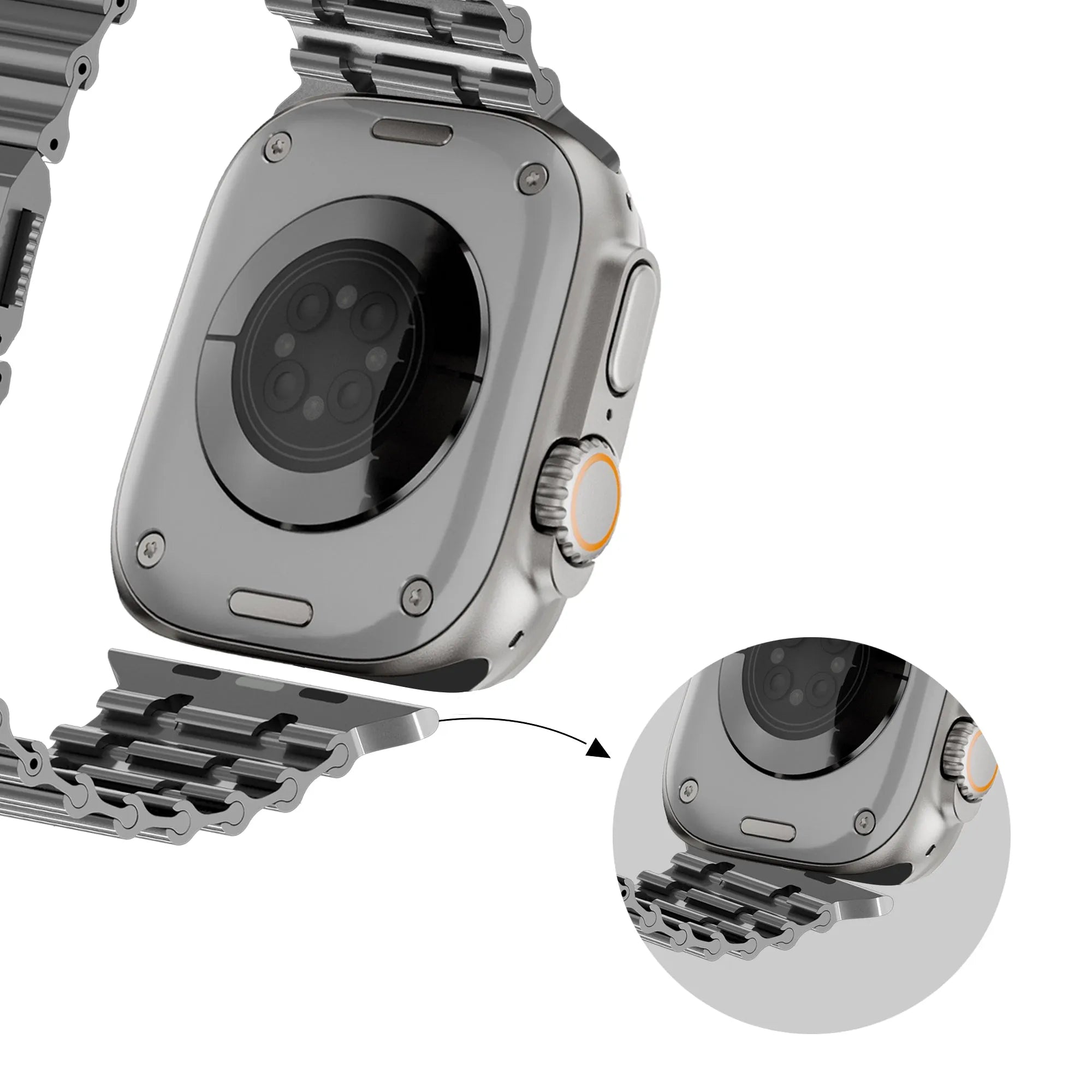 Bandz Apple Watch Premium Stahlarmband 'Ocean' (Titan Grau)