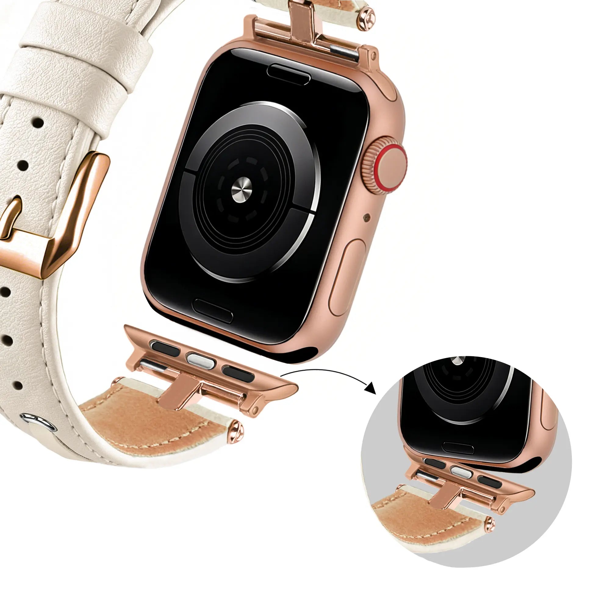 Bandz Apple Watch Lederarmband 'T-Belt' (Beige)