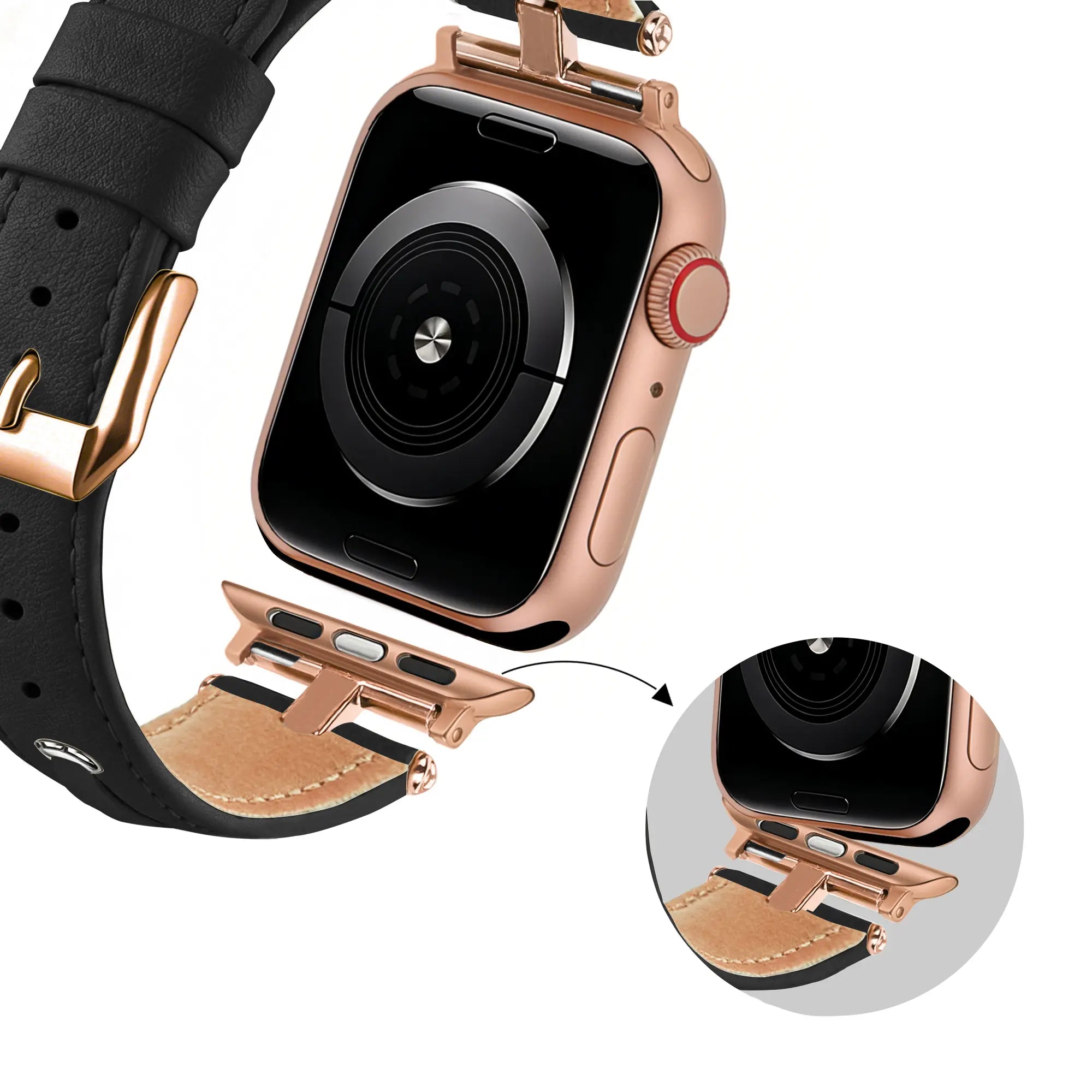 Bandz Apple Watch Lederarmband 'T-Belt' (Schwarz)