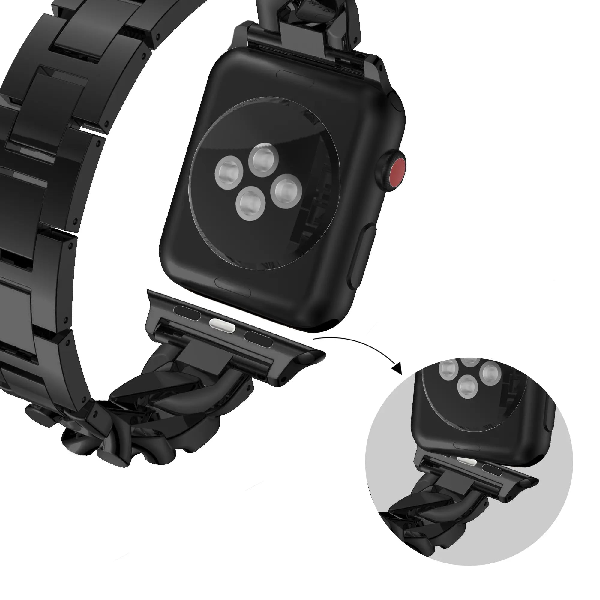 Bandz Apple Watch Chain Diamond Armband (Schwarz)