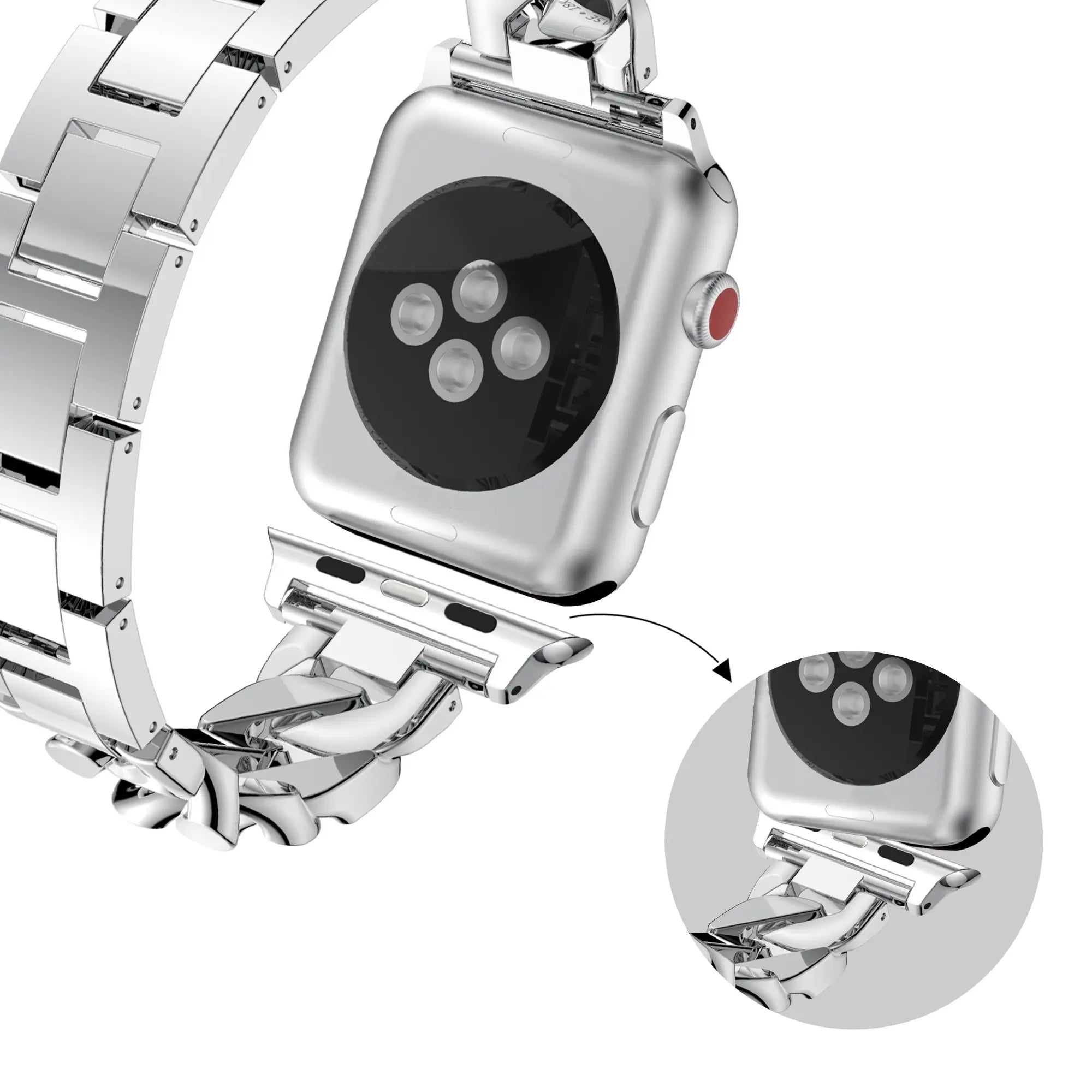 Bandz Apple Watch Chain Diamond Armband (Silber)