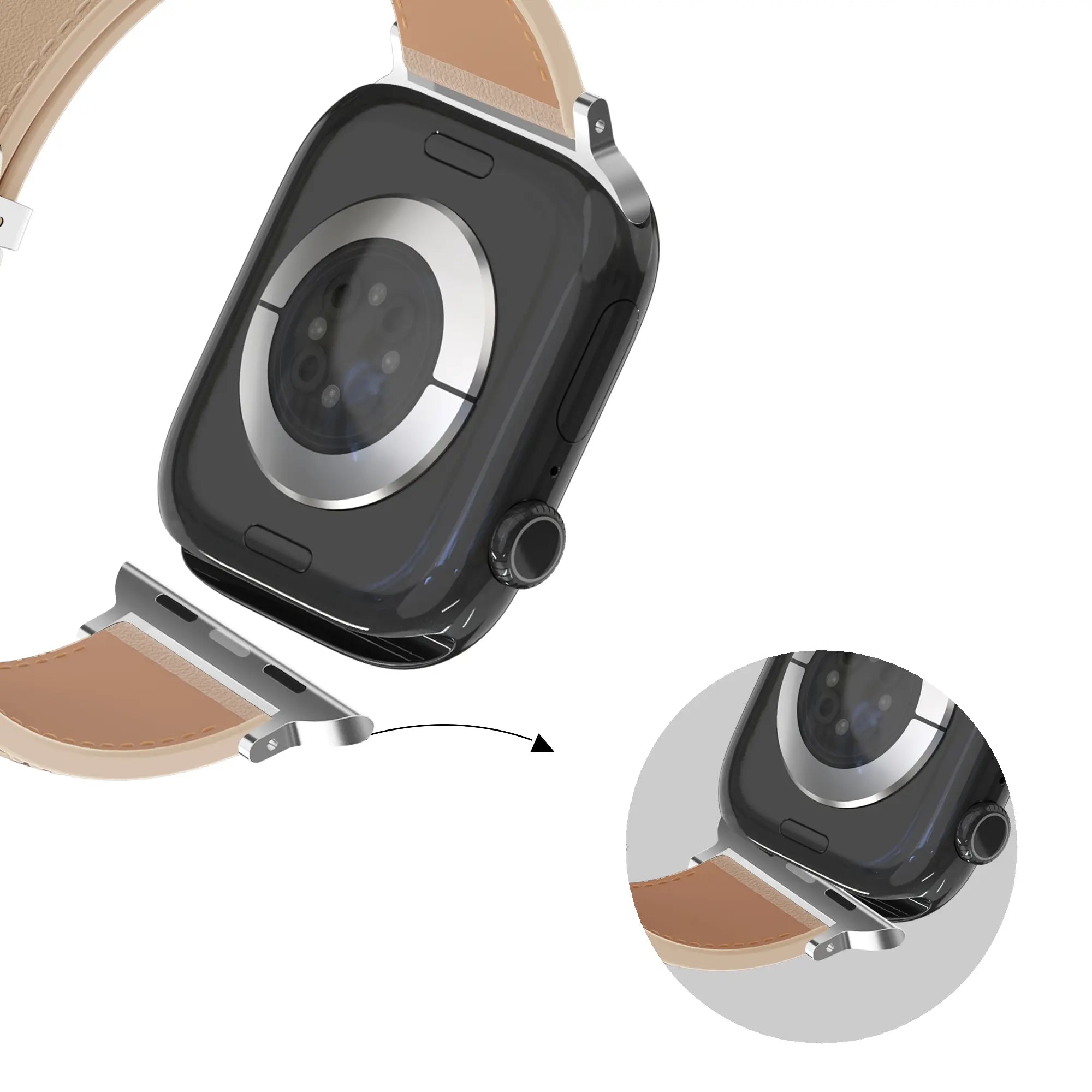 Bandz Apple Watch Lederarmband 'D-Type' (Beige)