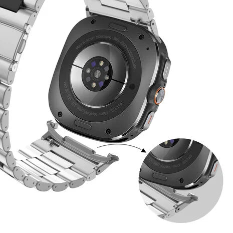 Bandz Samsung Galaxy Watch Ultra Stahlgliederband 'Deluxe' (Silber/Schwarz)
