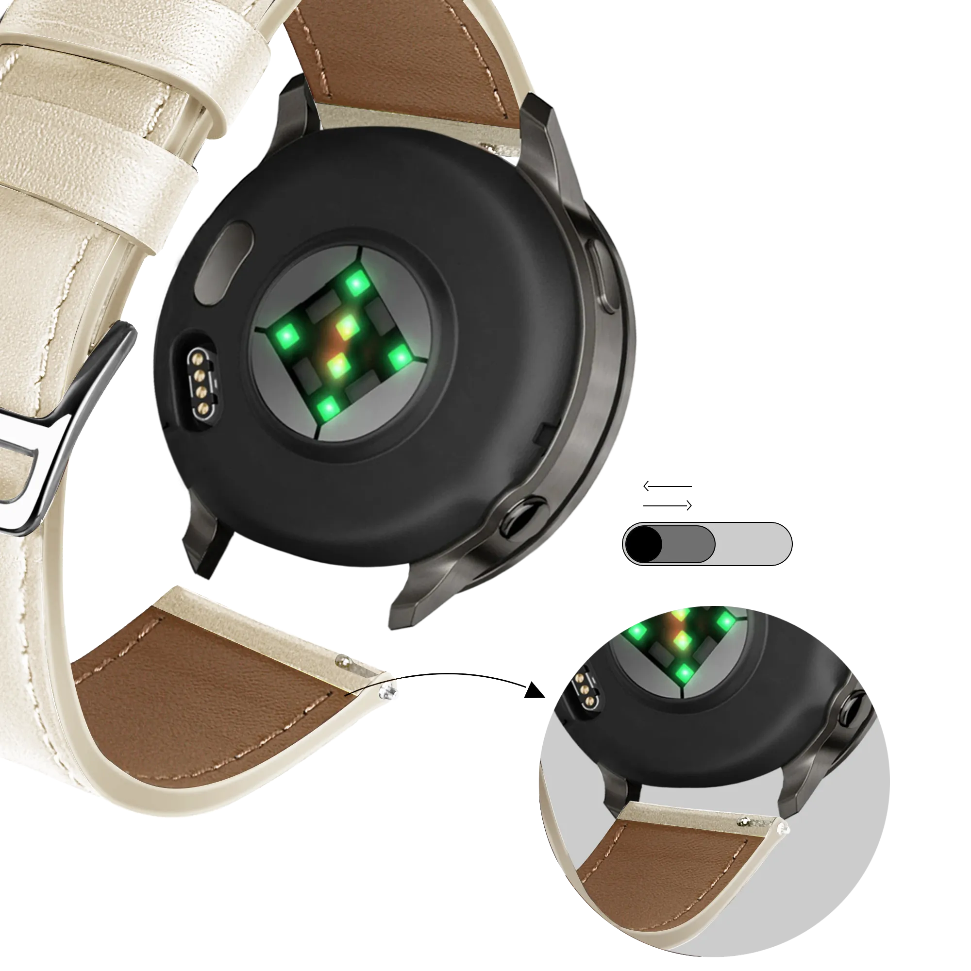 Bandz Garmin Venu 3s Leather Strap 'Deluxe' (Beige)