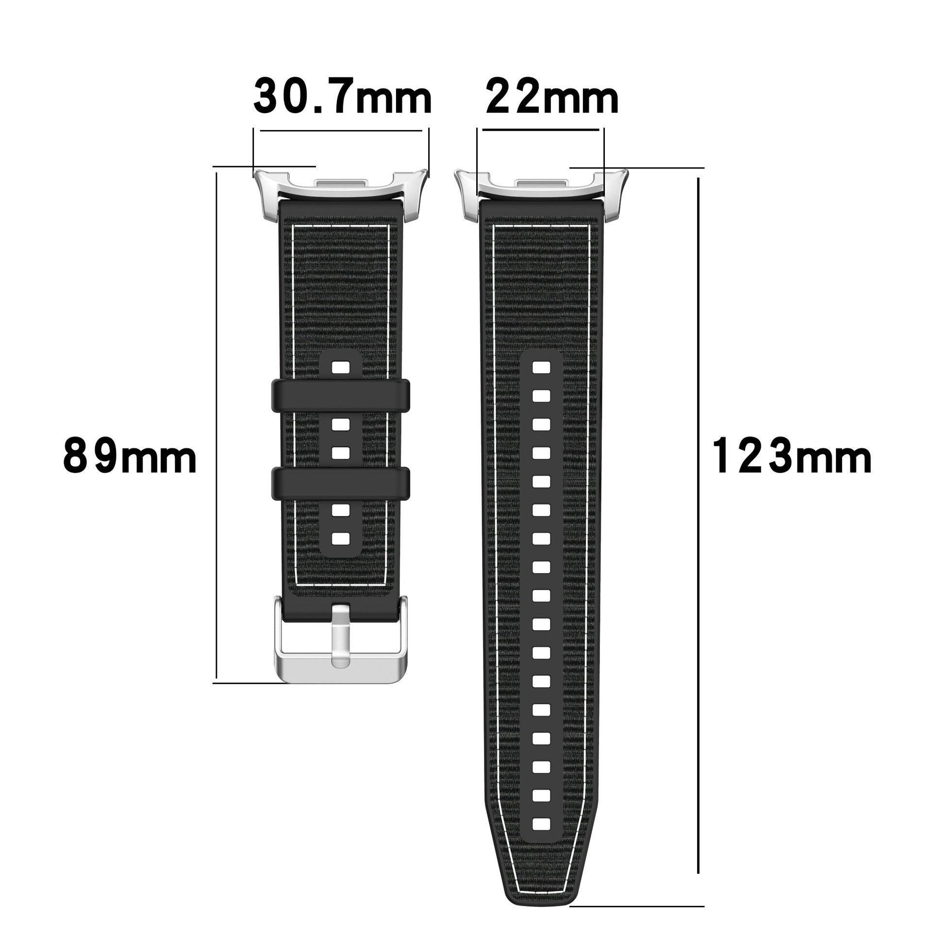 Samsung Galaxy Watch 8 - 40mm Hybrid Nylonarmband (Schwarz)