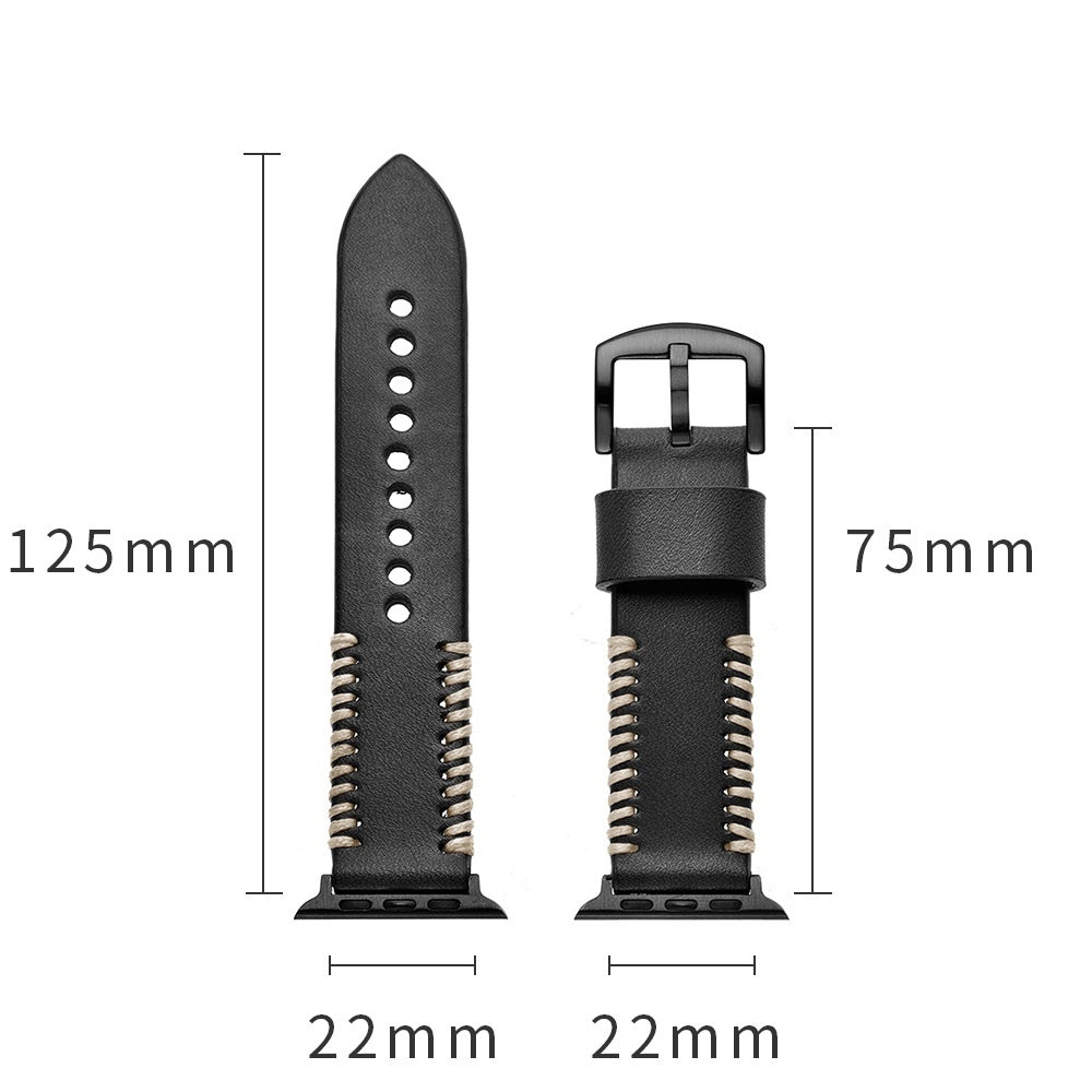 Apple Watch Ultra Stitched Leather Strap (Black)