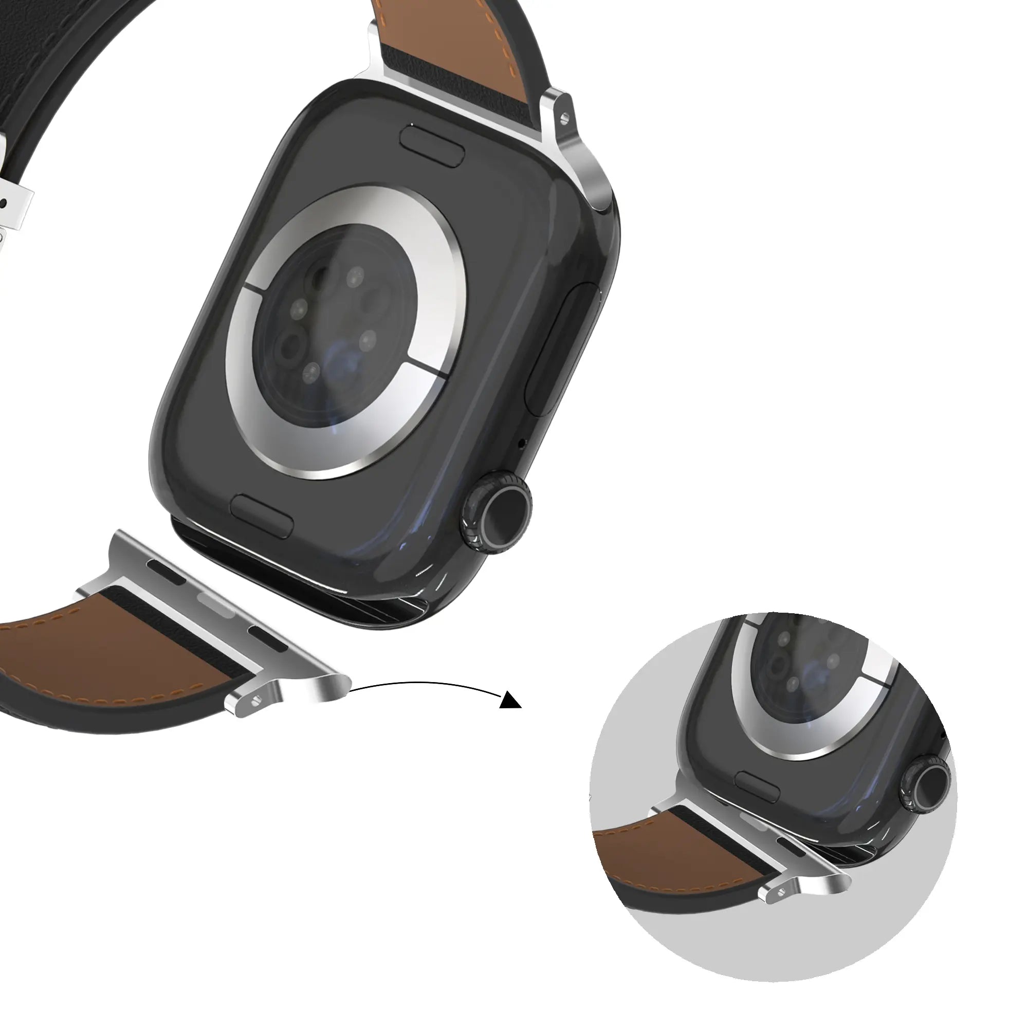 Bandz Apple Watch Lederarmband 'D-Type' (Schwarz)